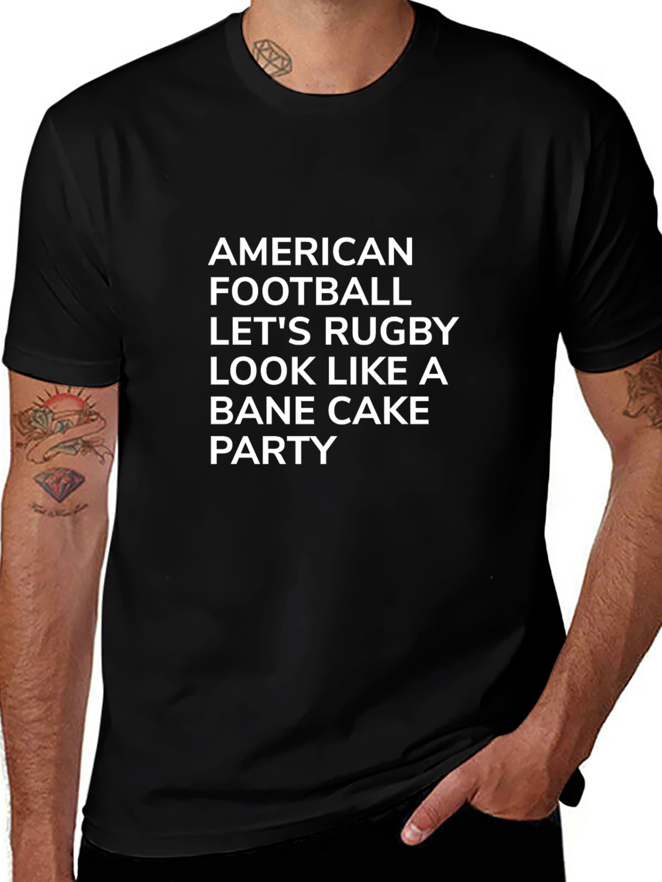 American Football Rugby Graphic Black Tee