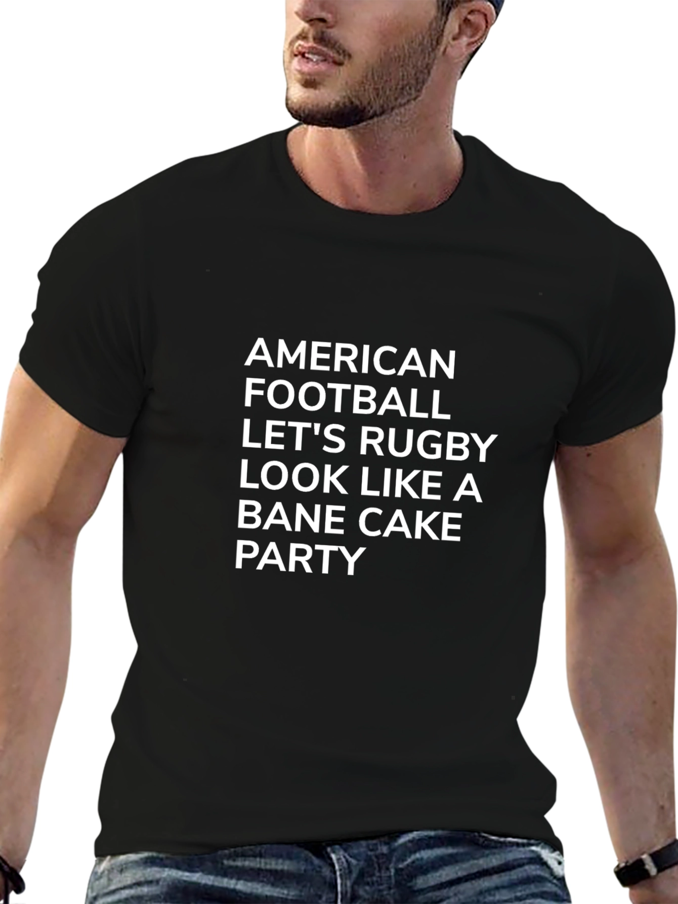 American Football Rugby Graphic Black Tee