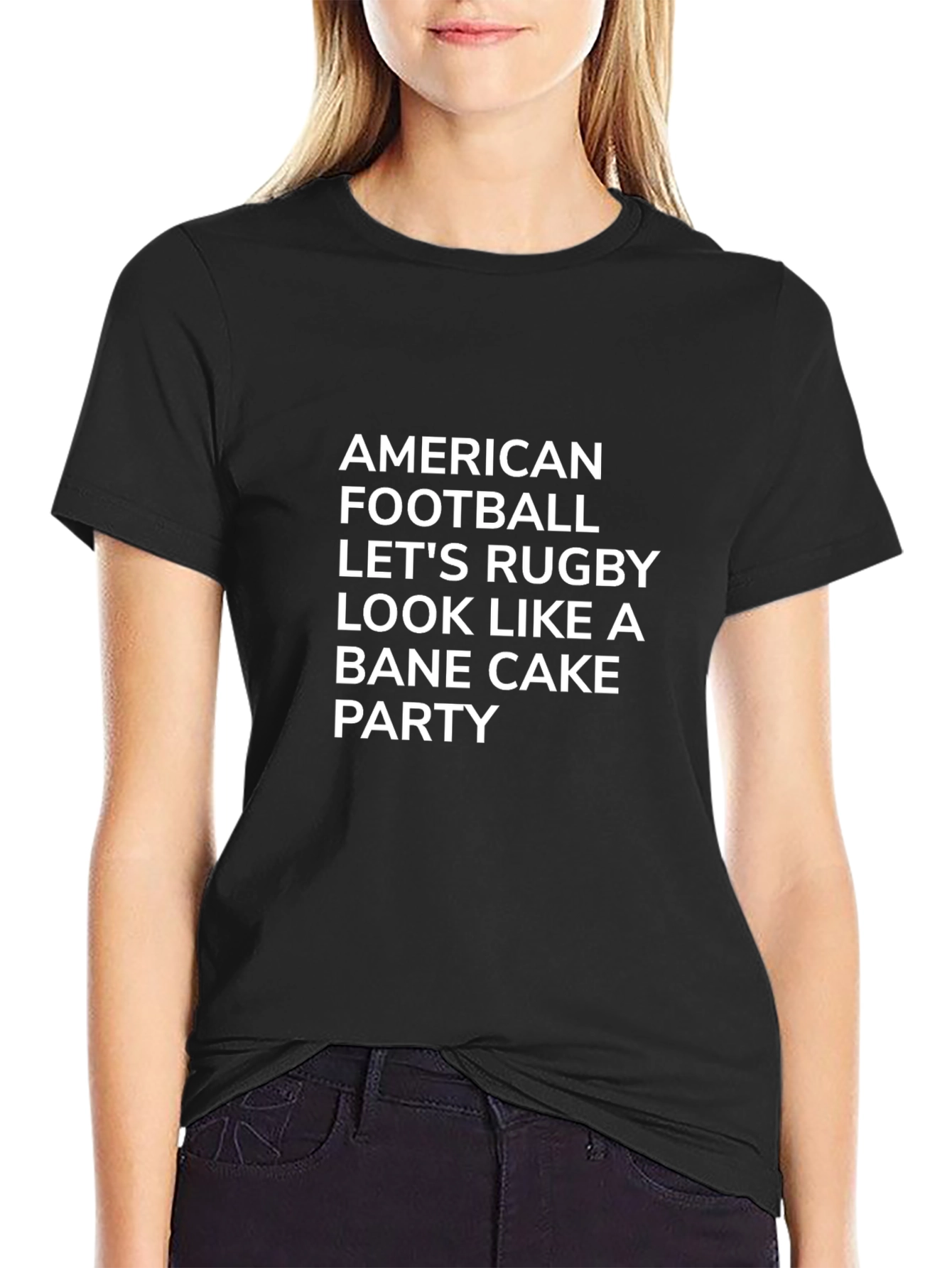 American Football Rugby Graphic Black Tee
