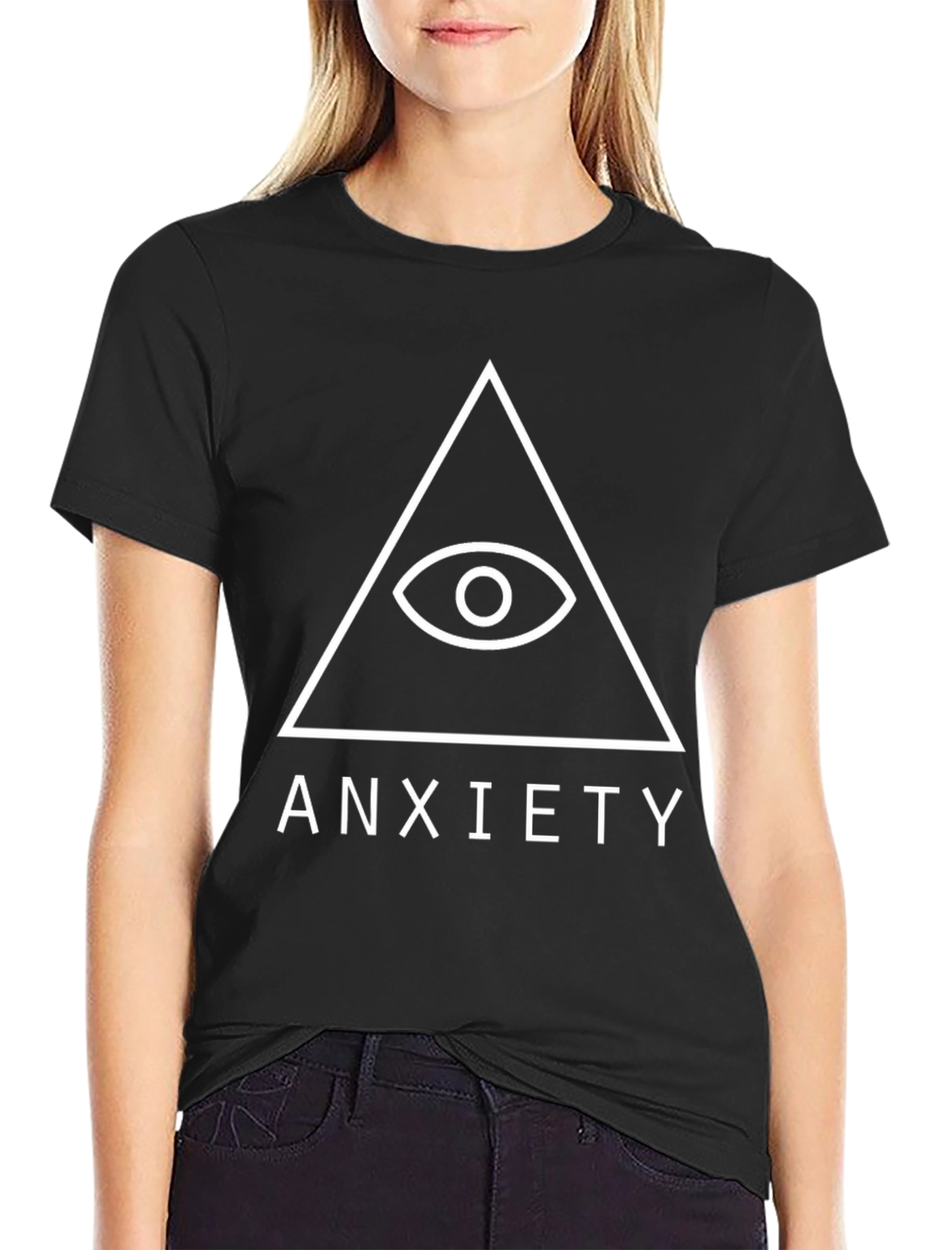 Anxiety Pyramid Eye Black T-Shirt