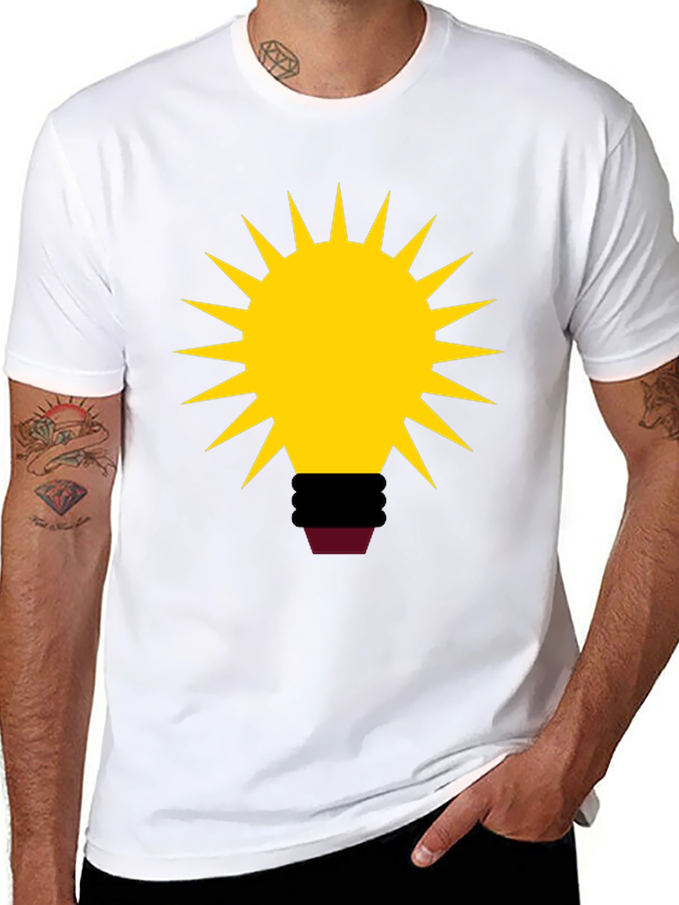 Abstract Bulb Graphic Tee - Black Cotton Blend