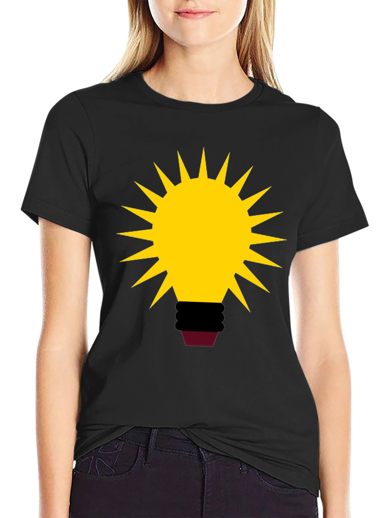 Abstract Bulb Graphic Tee - Black Cotton Blend