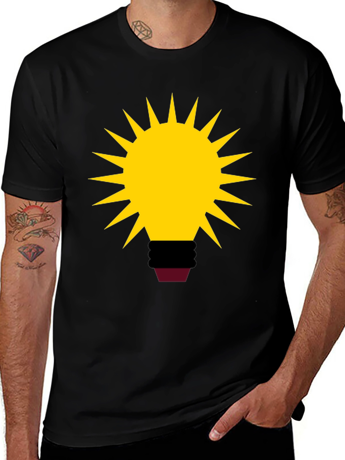 Abstract Bulb Graphic Tee - Black Cotton Blend
