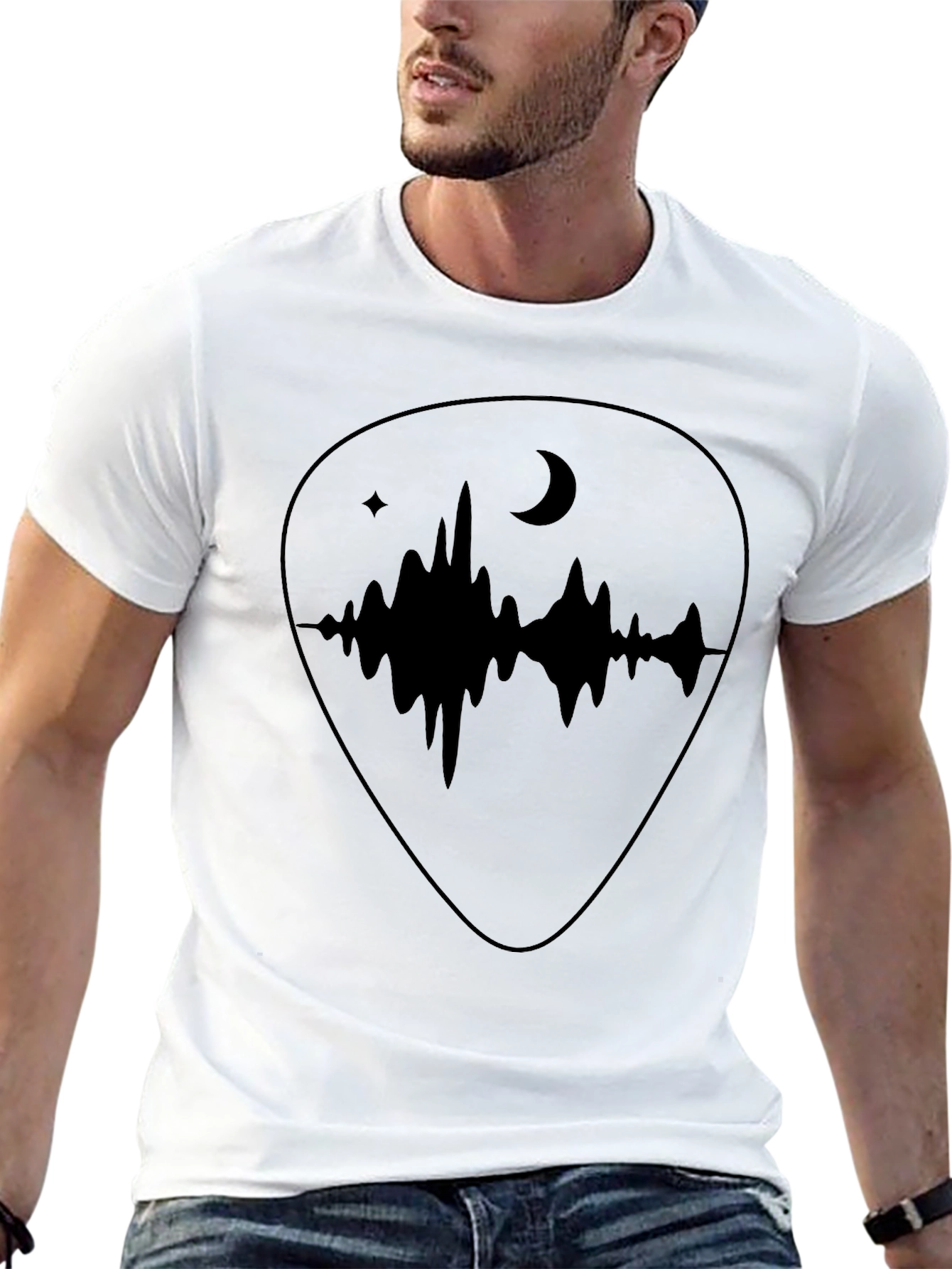 Acoustic Wave Guitar Pick Graphic Tee - Black