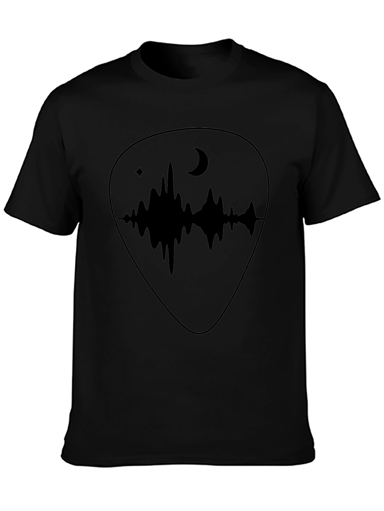 Acoustic Wave Guitar Pick Graphic Tee - Black