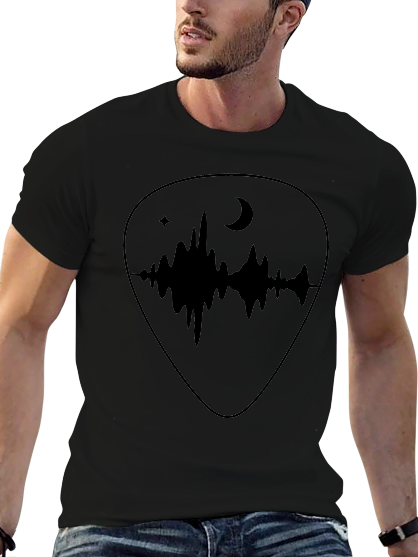 Acoustic Wave Guitar Pick Graphic Tee - Black