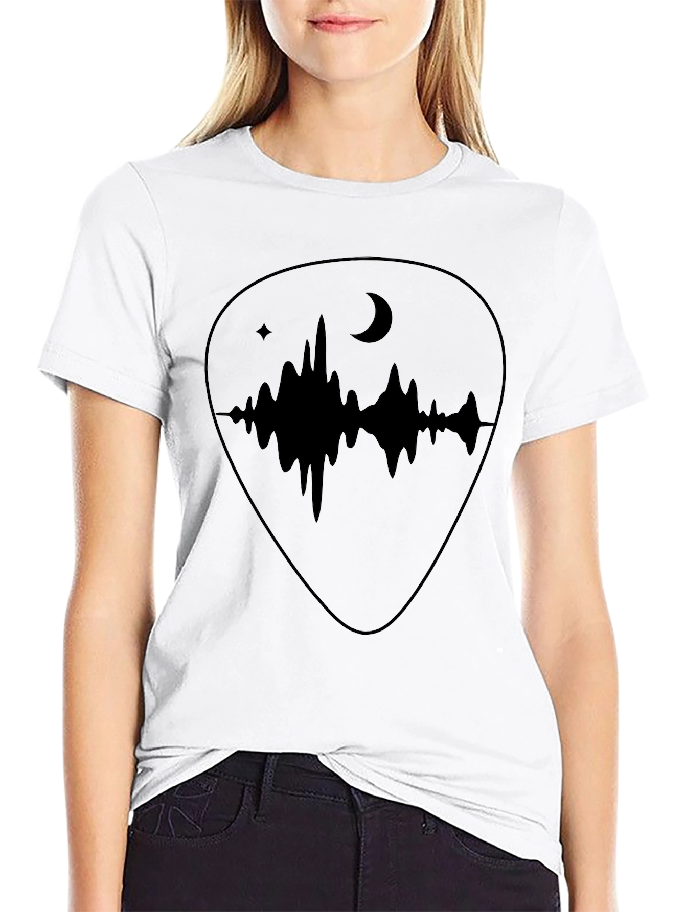 Acoustic Wave Guitar Pick Graphic Tee - Black