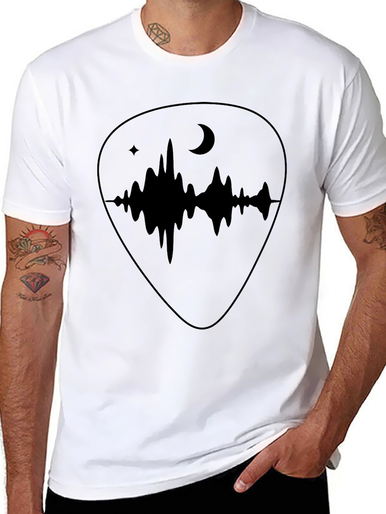 Acoustic Wave Guitar Pick Graphic Tee - Black