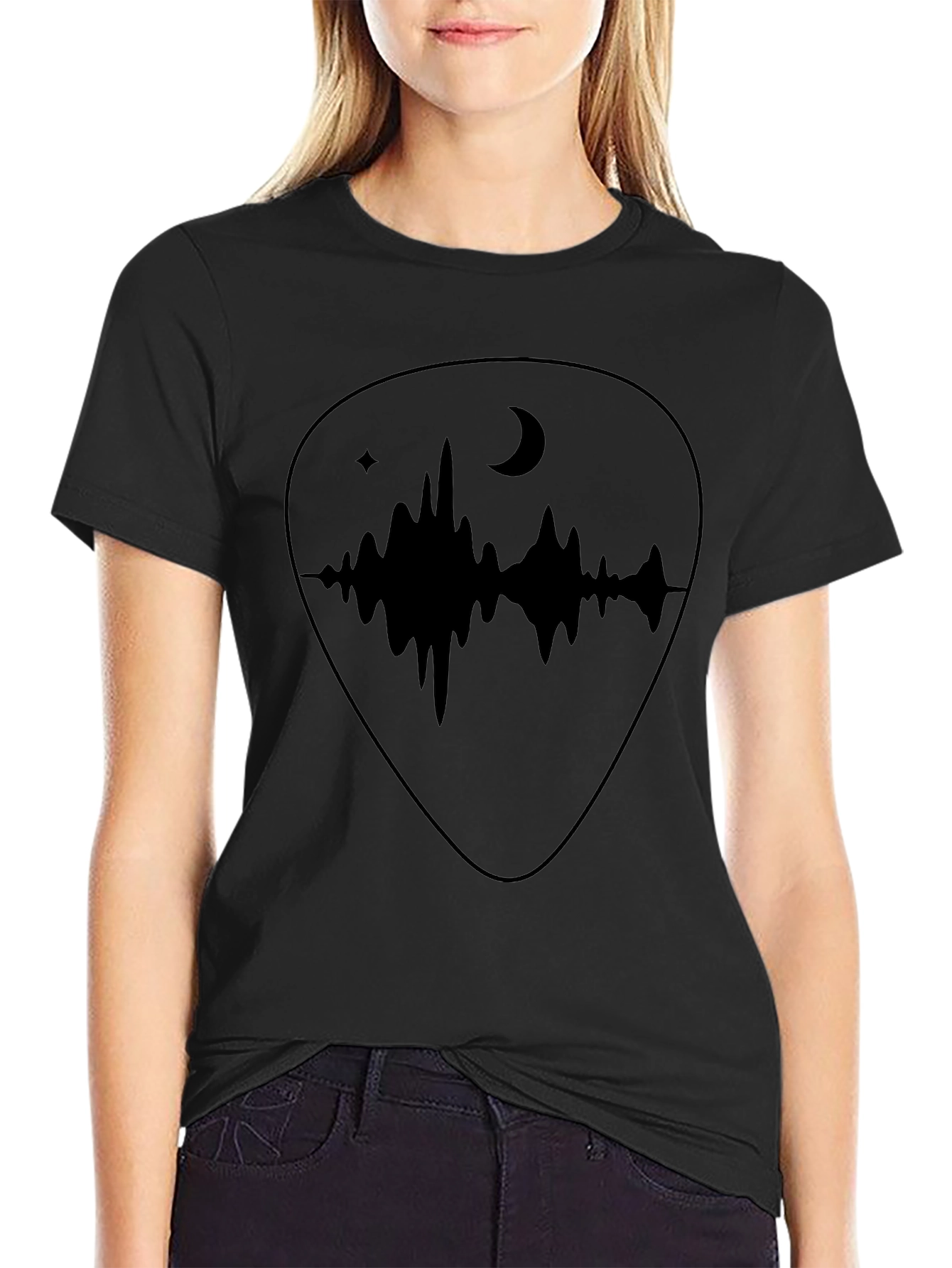 Acoustic Wave Guitar Pick Graphic Tee - Black