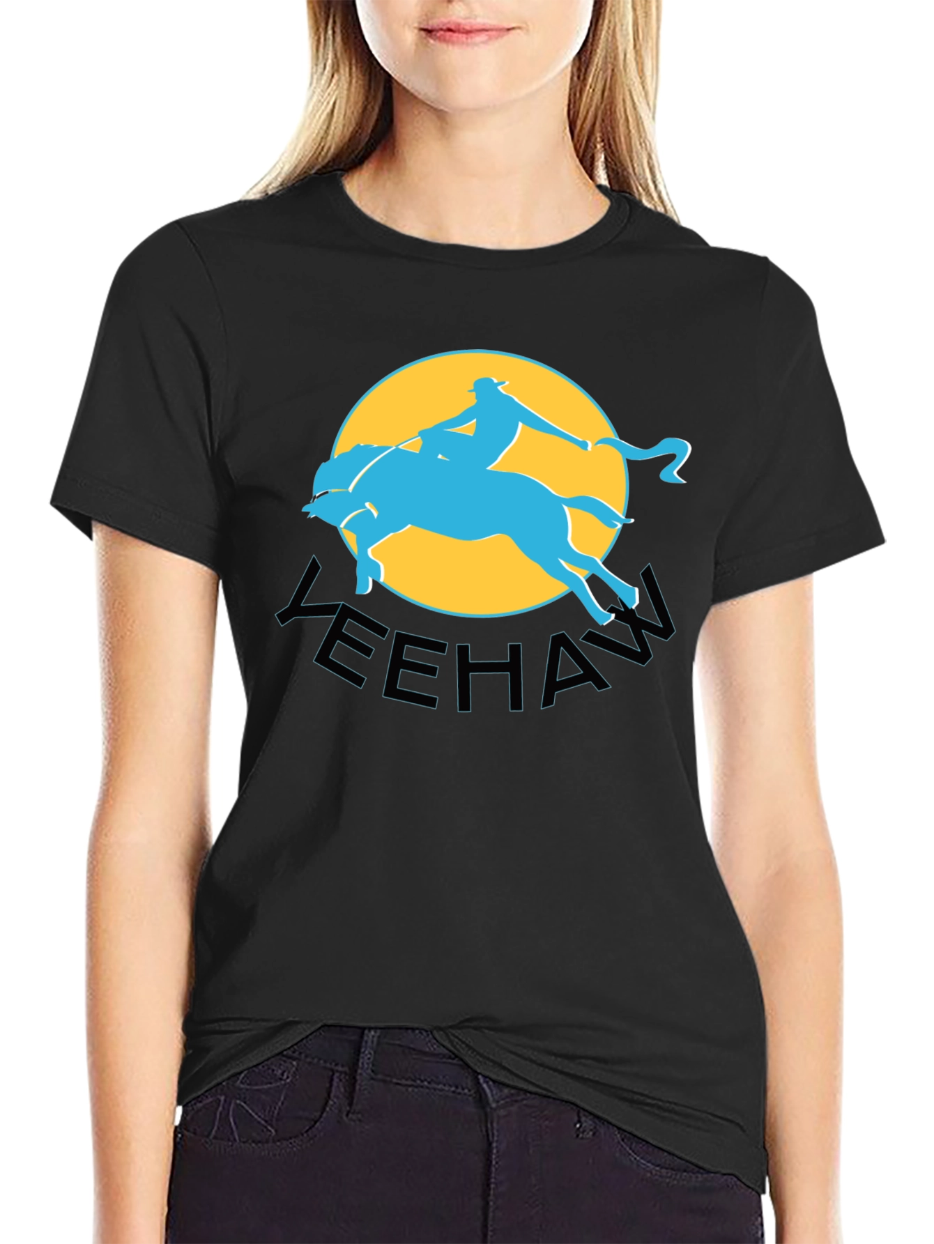 Yeehaw Cowboy Graphic Tee - Black