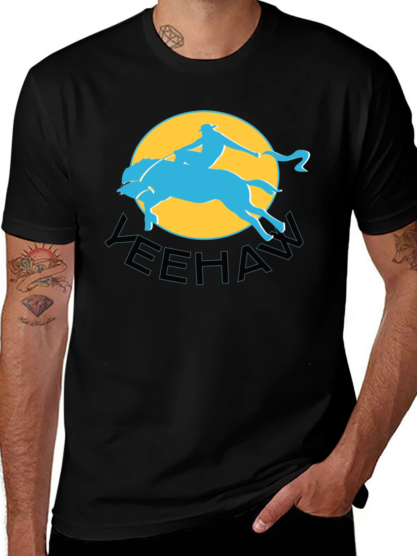 Yeehaw Cowboy Graphic Tee - Black