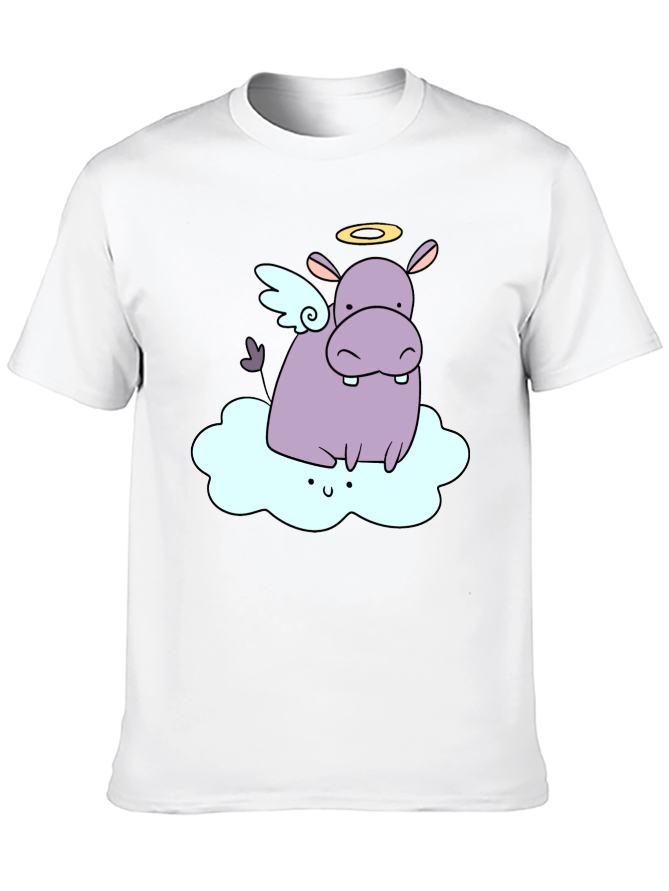 Angel Hippo Graphic T-Shirt - Cute and Comfy
