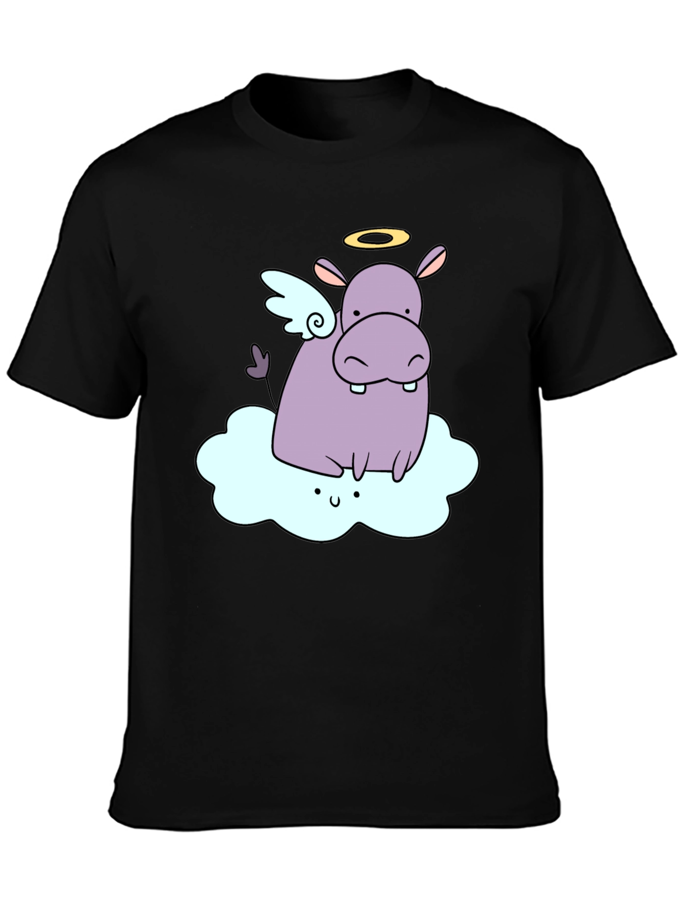 Angel Hippo Graphic T-Shirt - Cute and Comfy