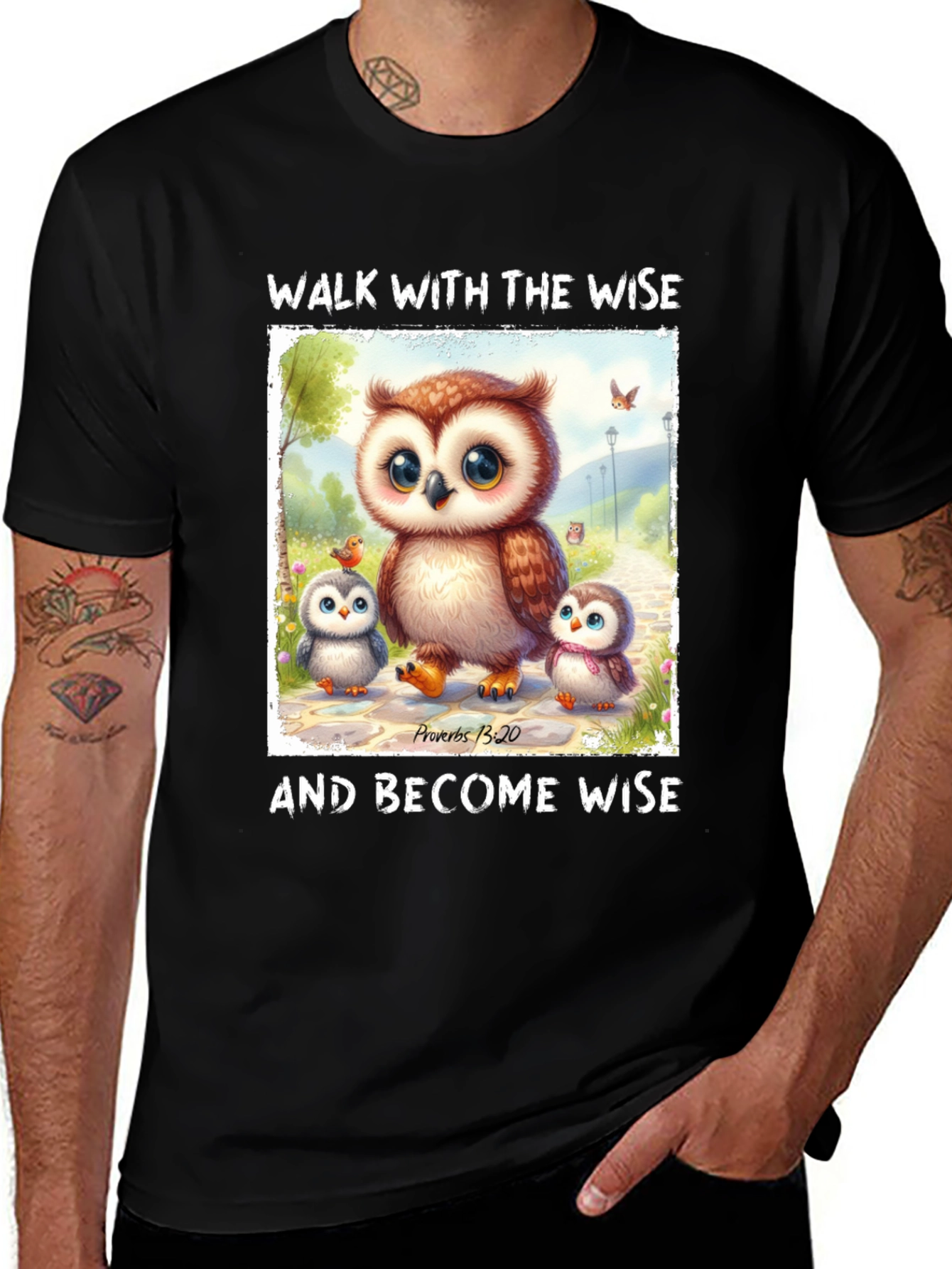 Wise Owls T-Shirt - Proverbs 13:20