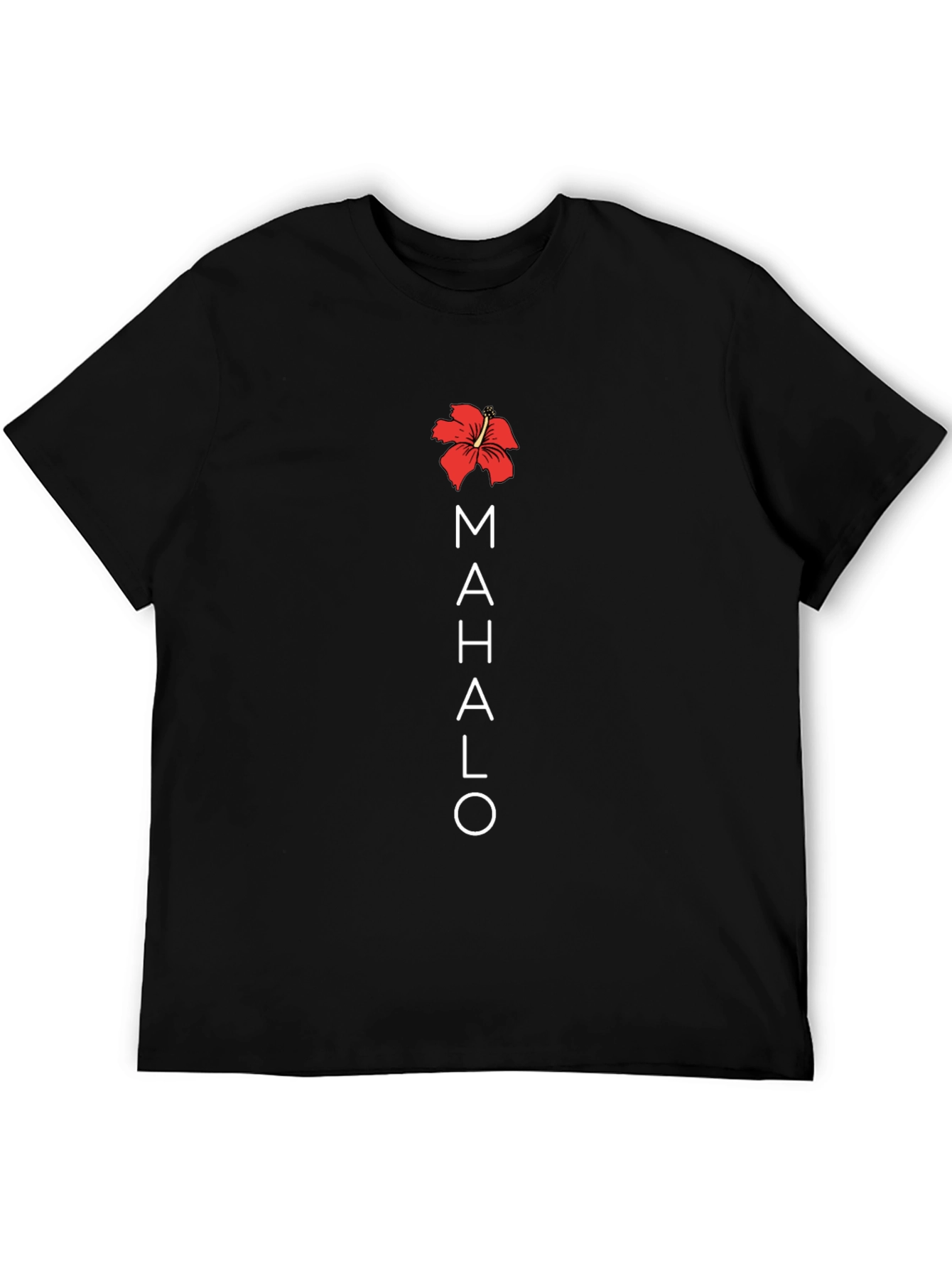 Mahalo Hibiscus Black T-Shirt - Casual Comfort