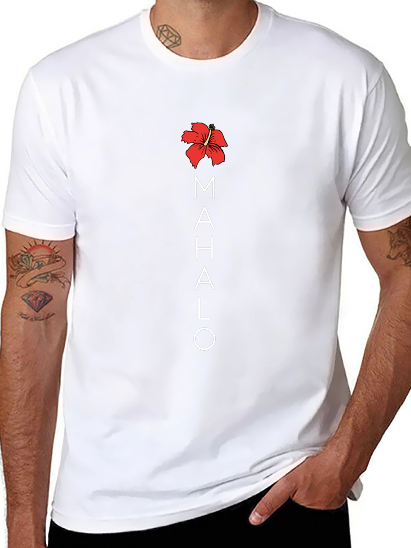 Mahalo Hibiscus Black T-Shirt - Casual Comfort