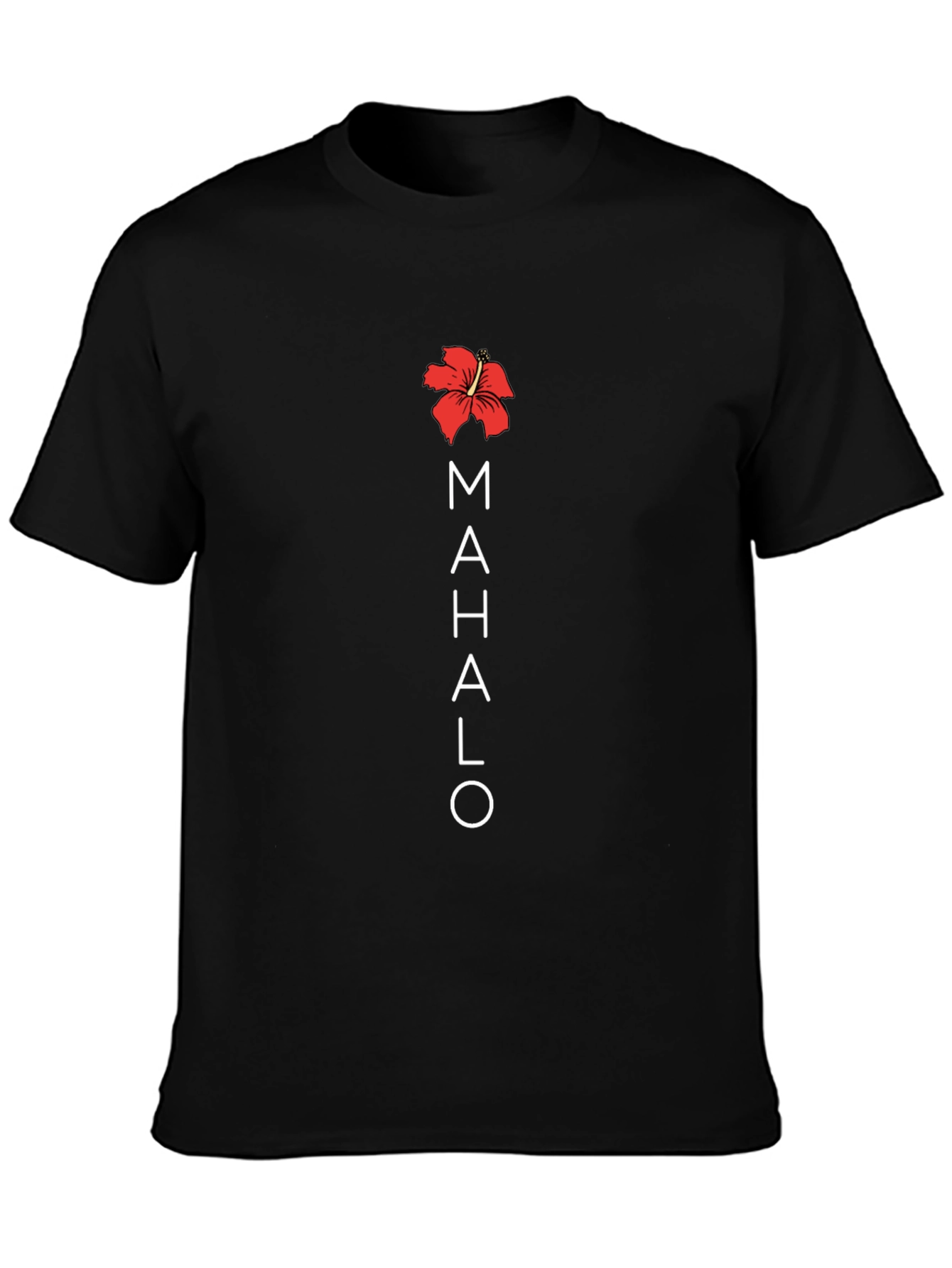 Mahalo Hibiscus Black T-Shirt - Casual Comfort