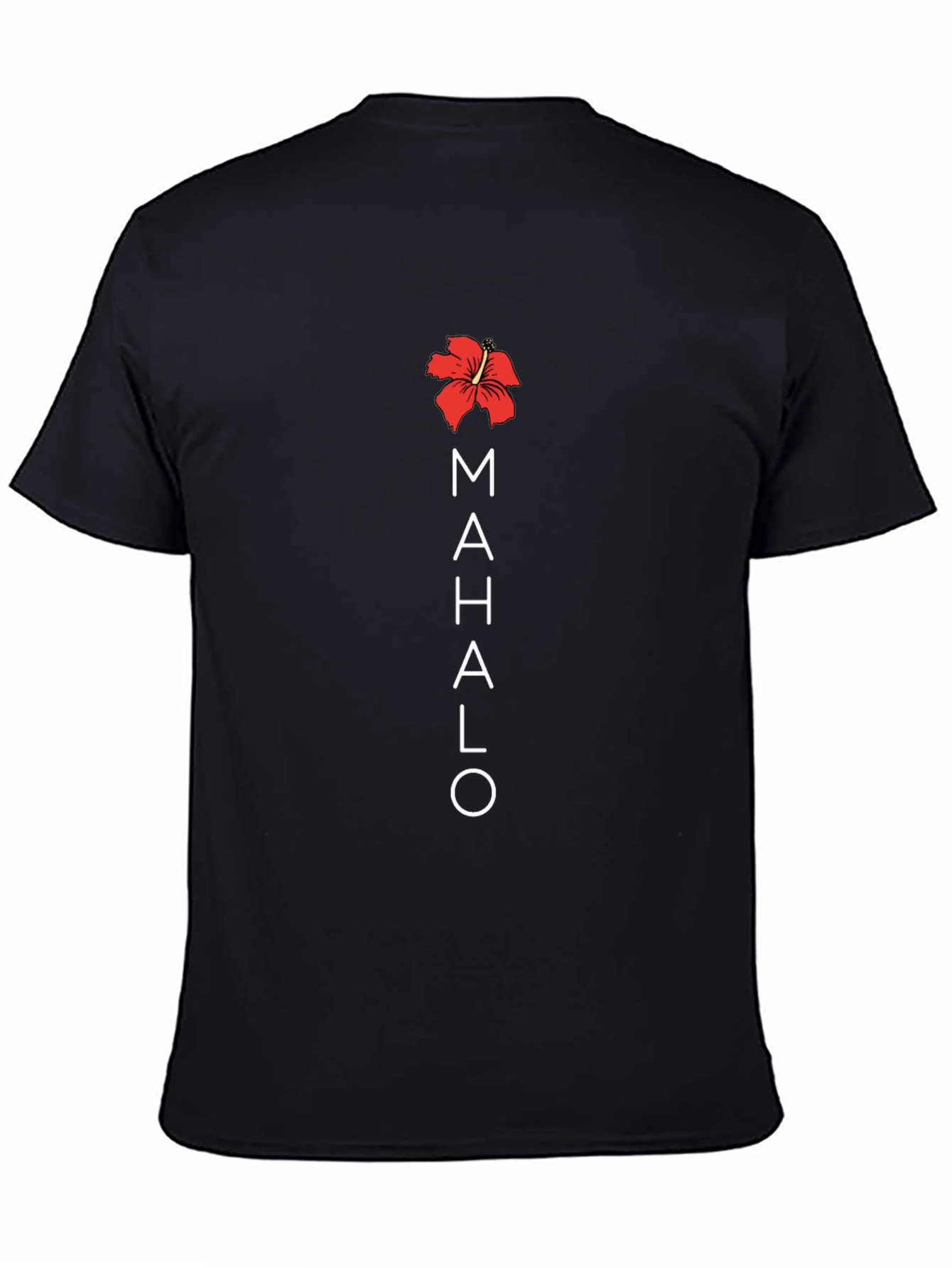 Mahalo Hibiscus Black T-Shirt - Casual Comfort