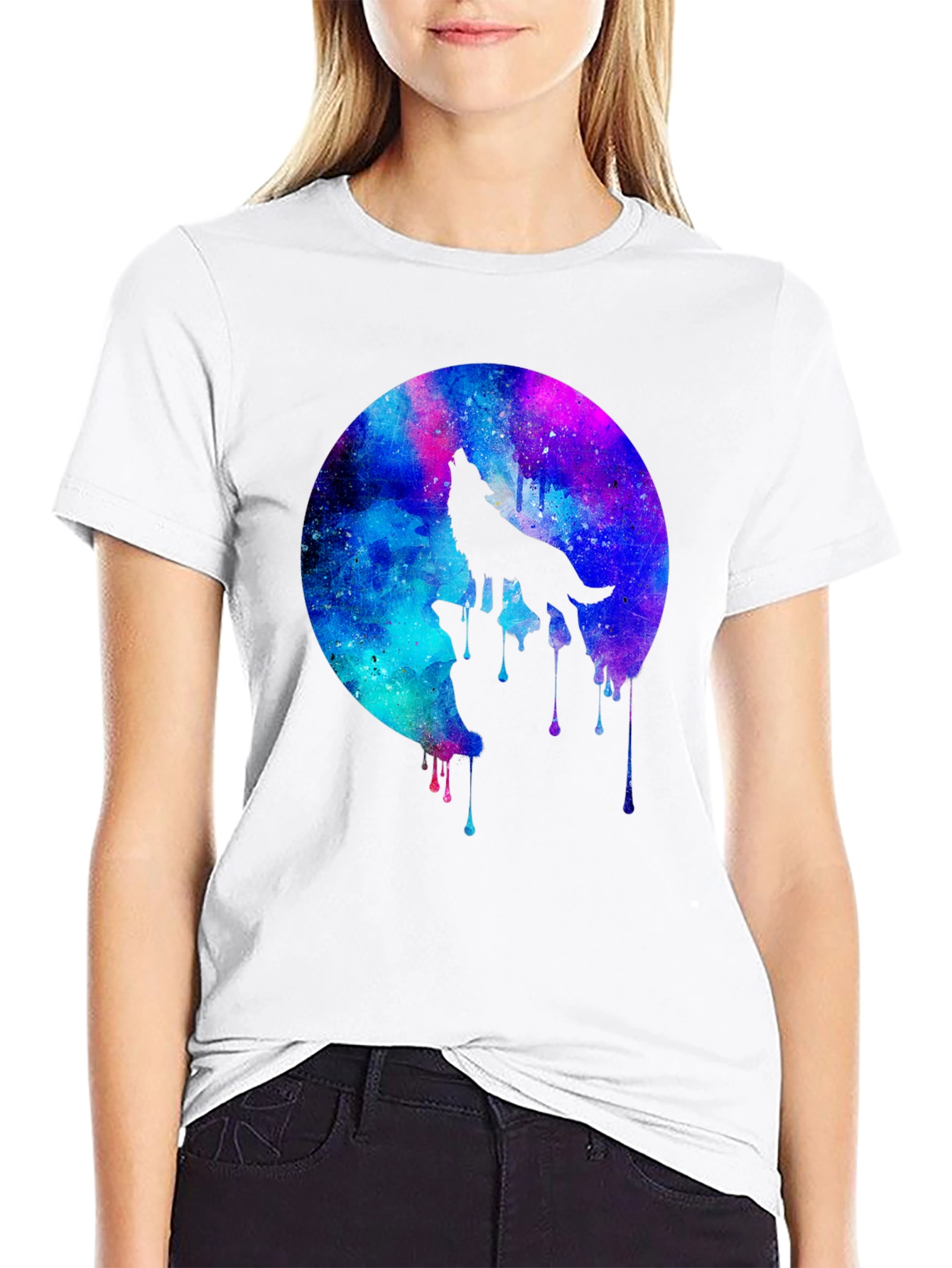 Wolf Galaxy T-Shirt - Mens Black Graphic Tee