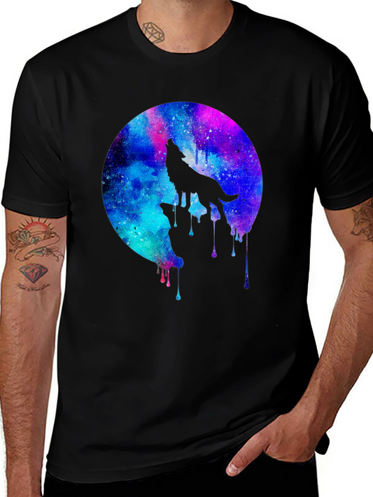 Wolf Galaxy T-Shirt - Mens Black Graphic Tee