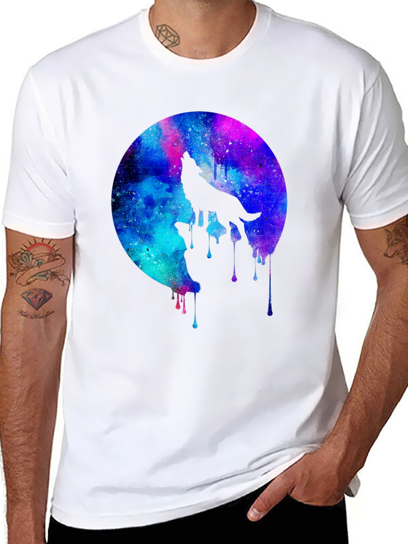 Wolf Galaxy T-Shirt - Mens Black Graphic Tee