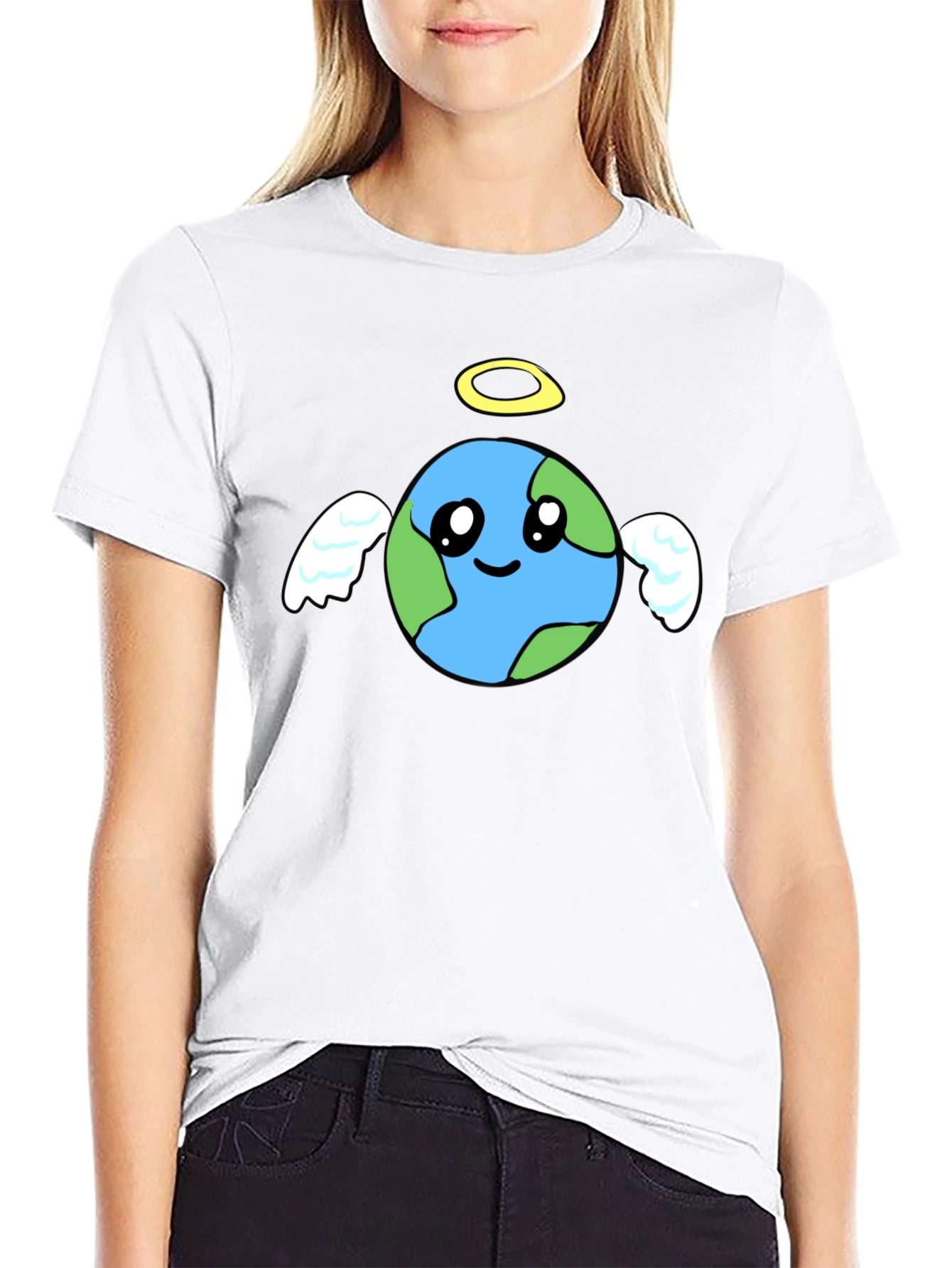 Angel Earth Graphic Black T-Shirt
