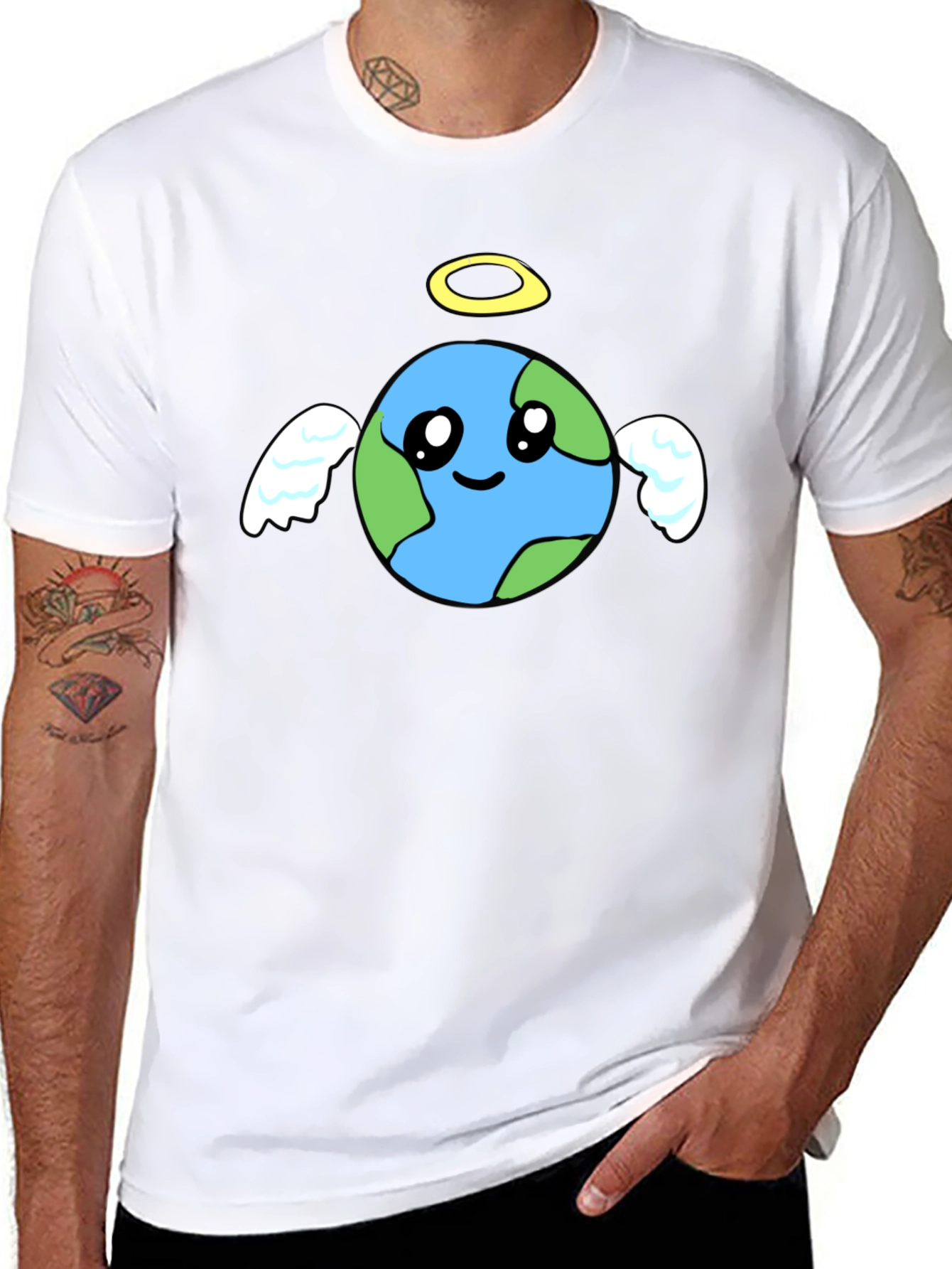 Angel Earth Graphic Black T-Shirt