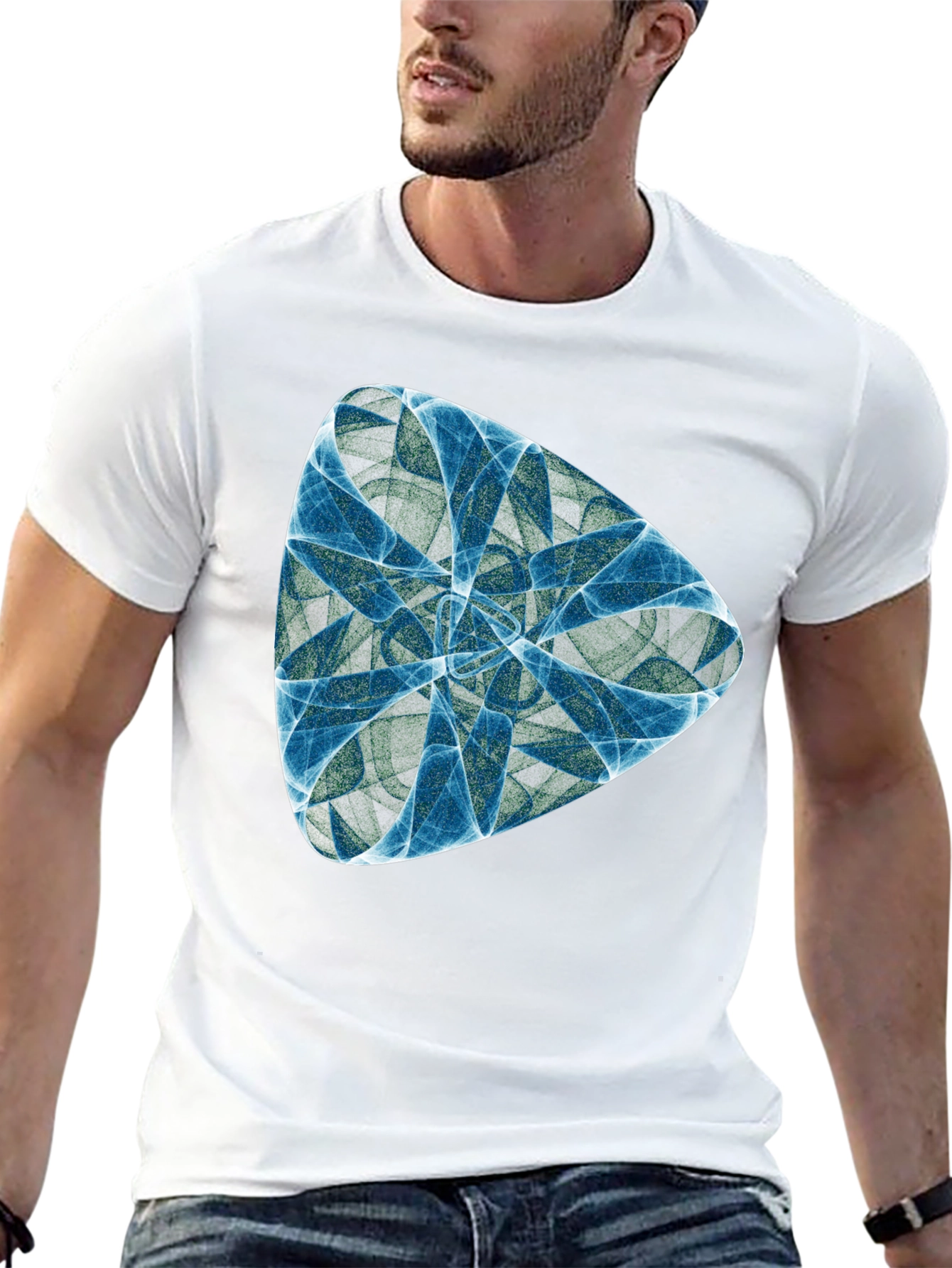 Abstract Fractal Design Black T-Shirt