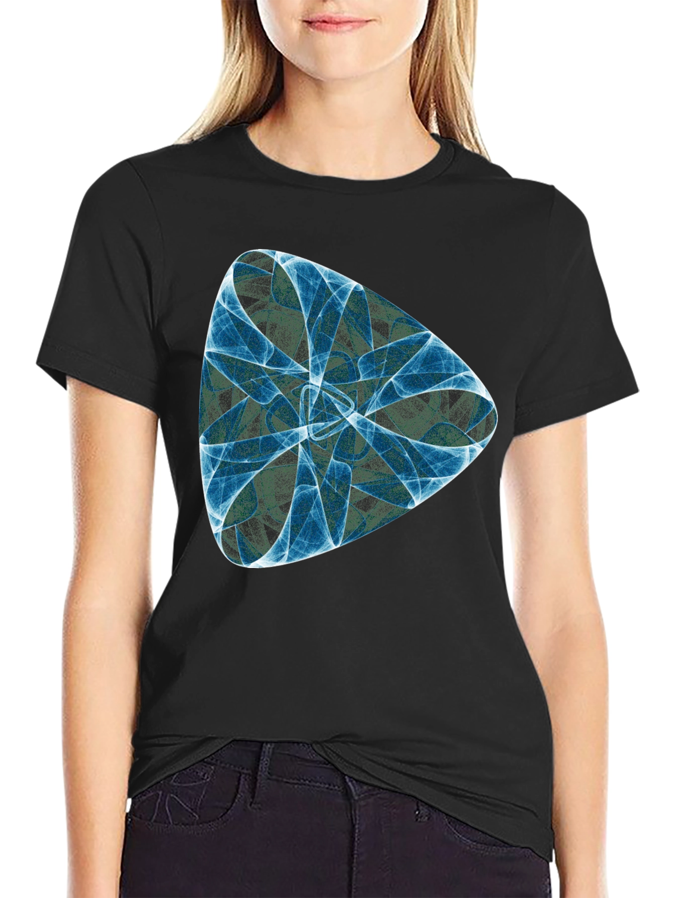 Abstract Fractal Design Black T-Shirt