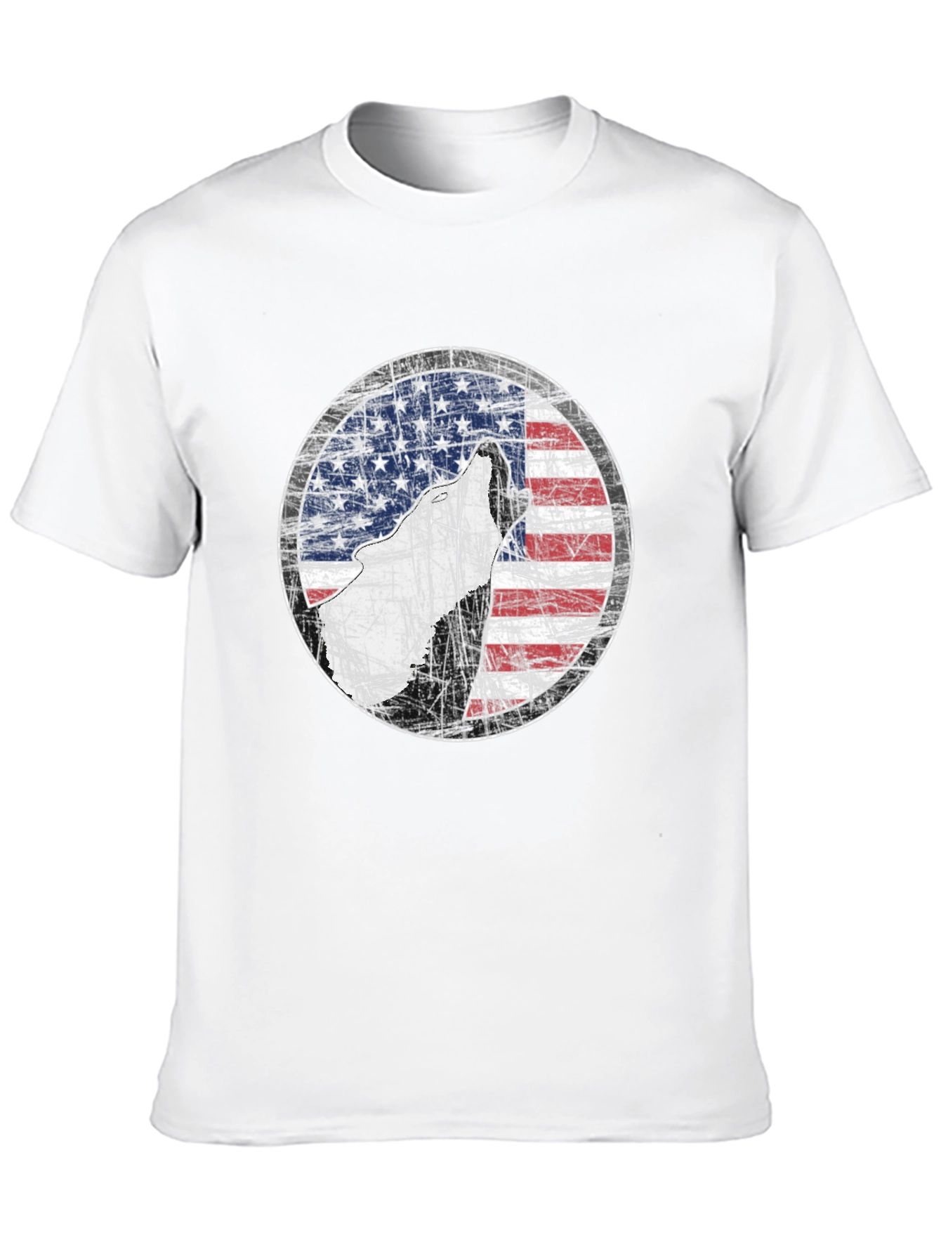 American Flag Wolf Graphic Print Tee