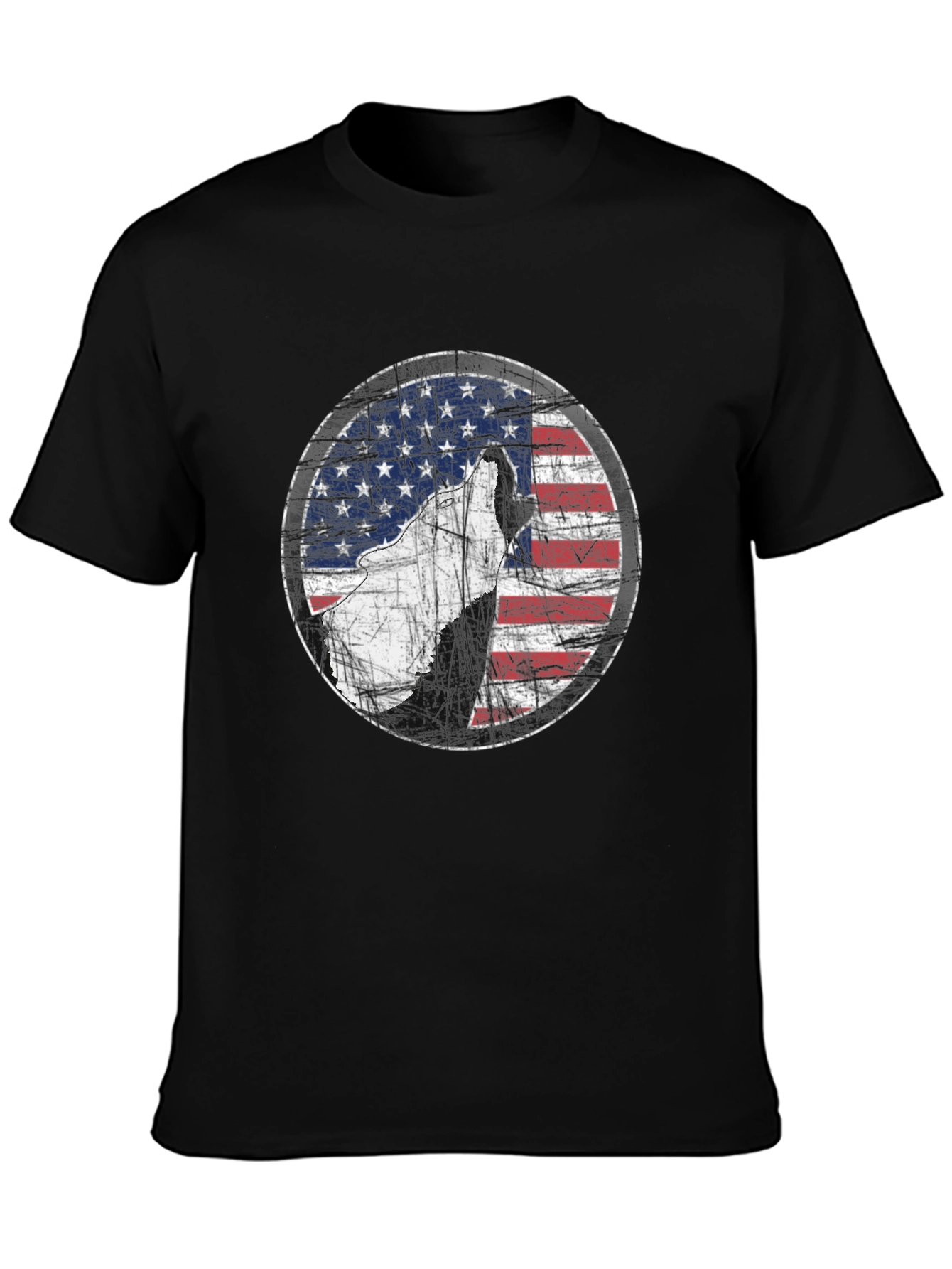 American Flag Wolf Graphic Print Tee