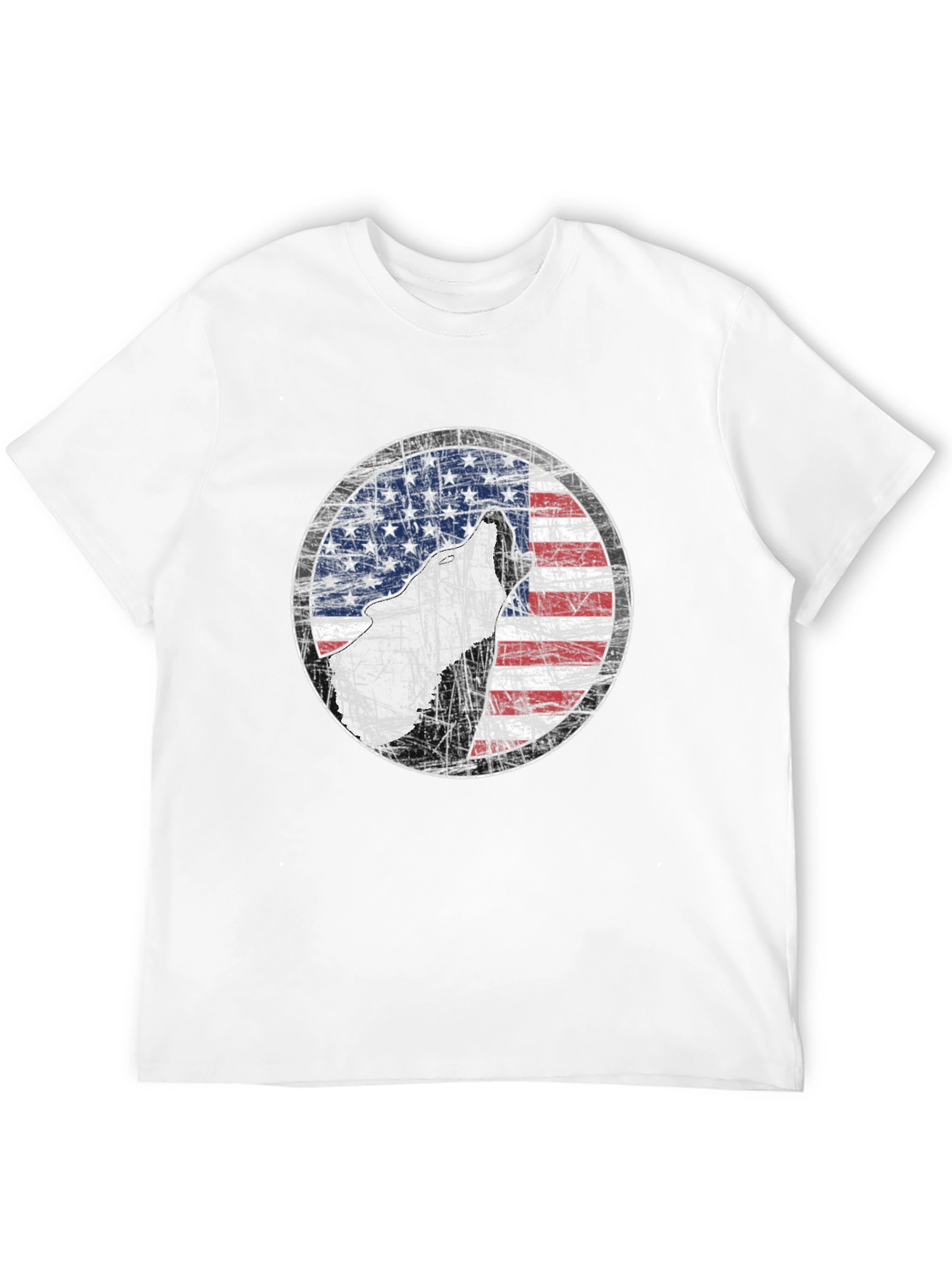 American Flag Wolf Graphic Print Tee