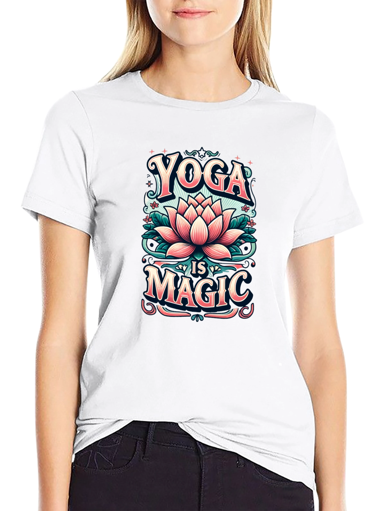 Yoga is Magic T-Shirt - Lotus Flower Design