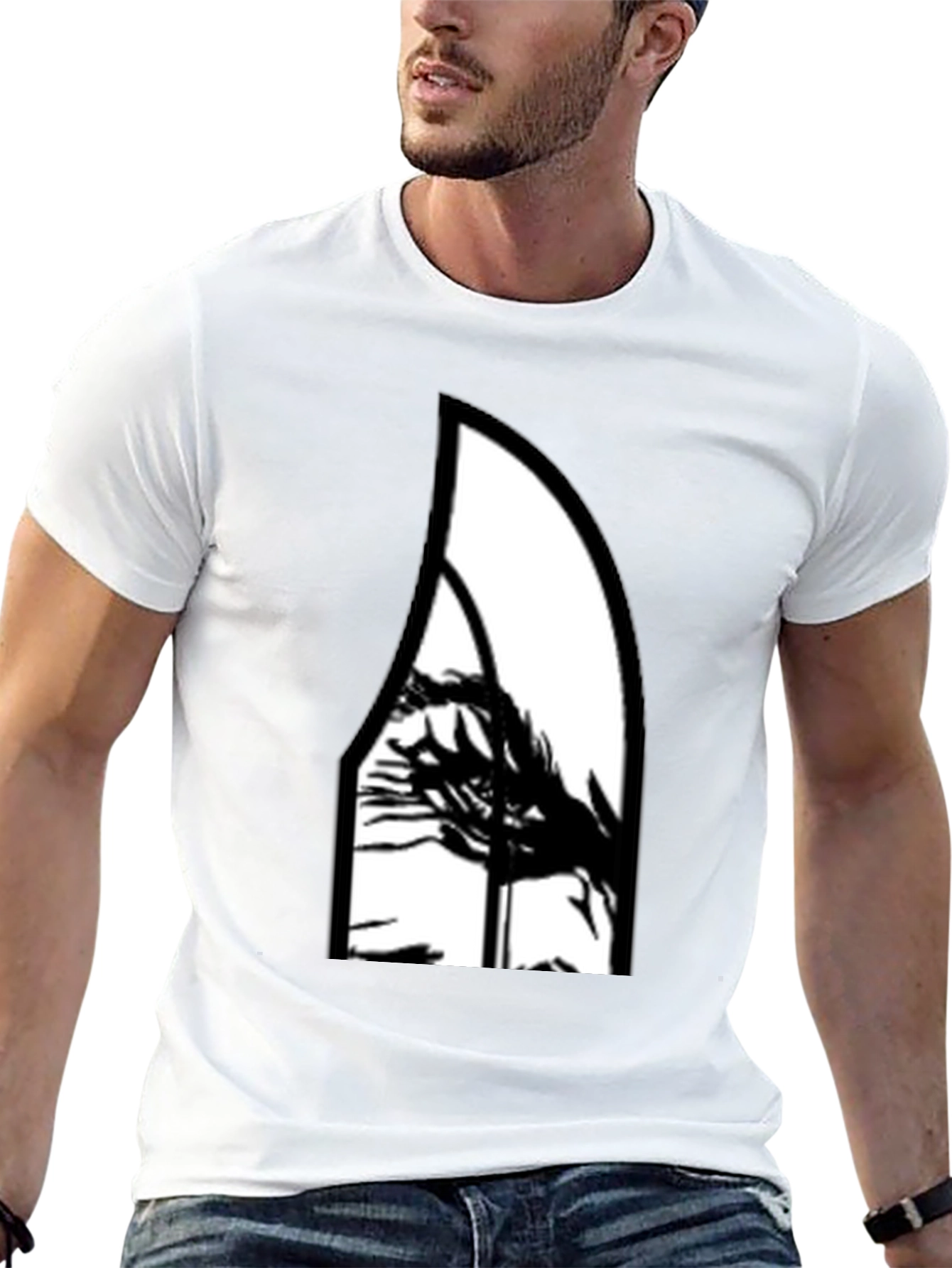 Abstract Graphic Tee - Black Cotton Blend Shirt
