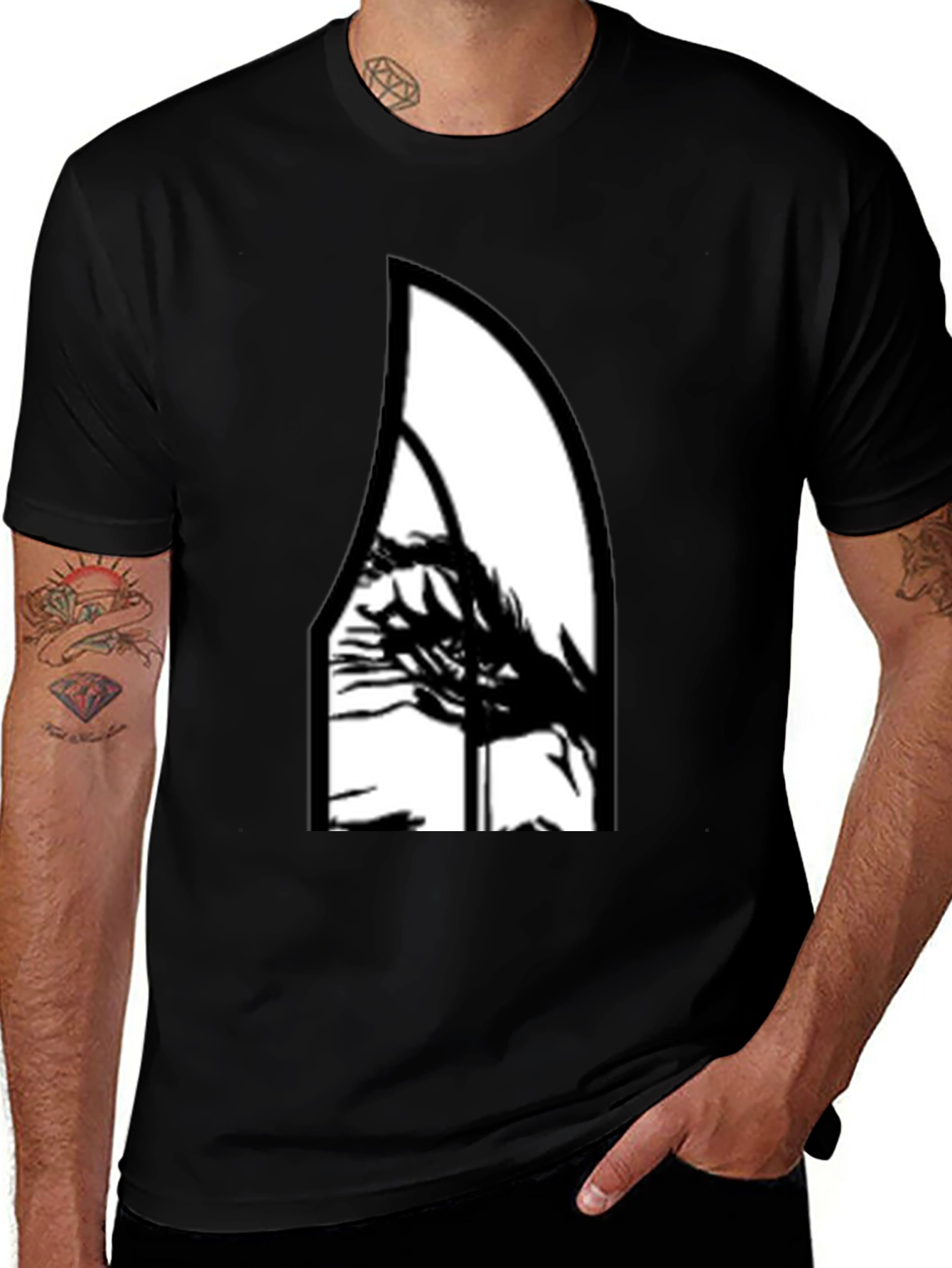 Abstract Graphic Tee - Black Cotton Blend Shirt
