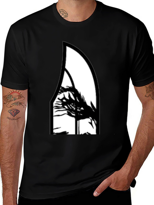 Abstract Graphic Tee - Black Cotton Blend Shirt