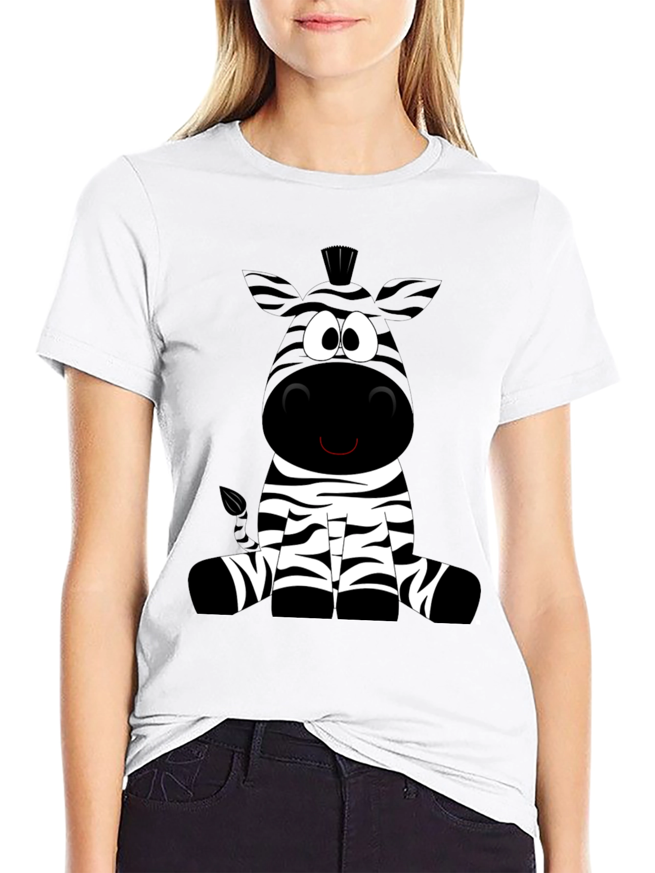 Zebra Cartoon Graphic Print T-Shirt