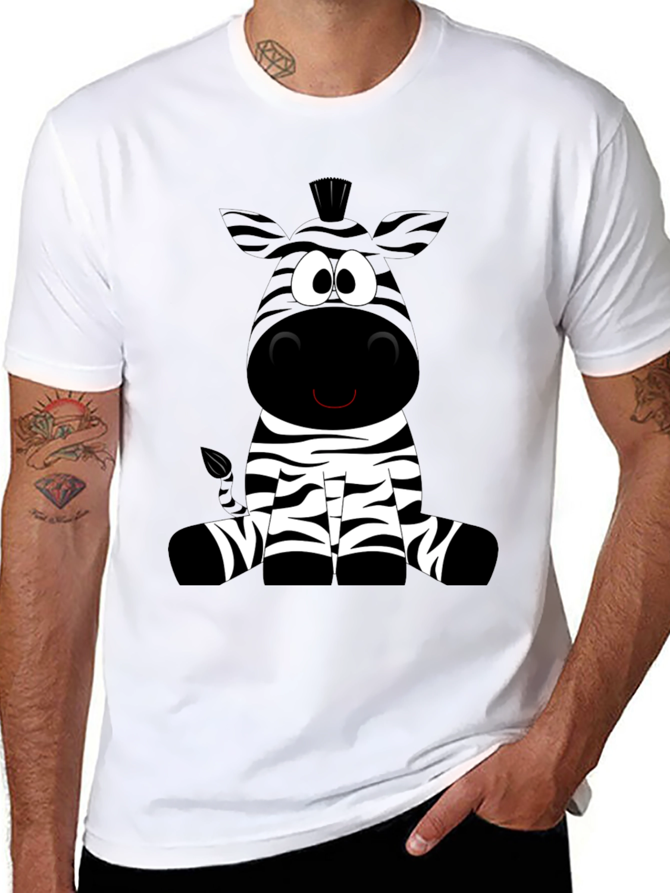 Zebra Cartoon Graphic Print T-Shirt