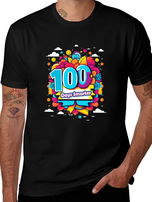100 Days Smarter T-Shirt - Colorful Student Celebration Tee