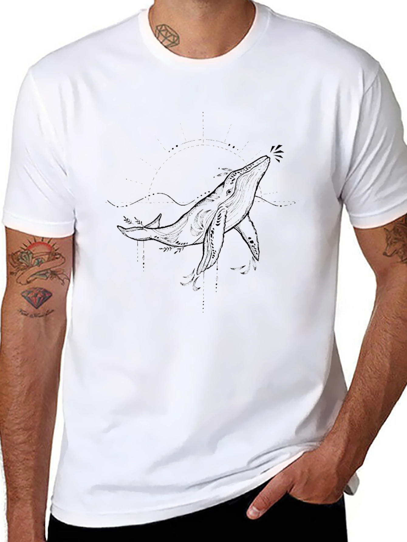 Whale Graphic Tee - Stylish Black Cotton T-Shirt