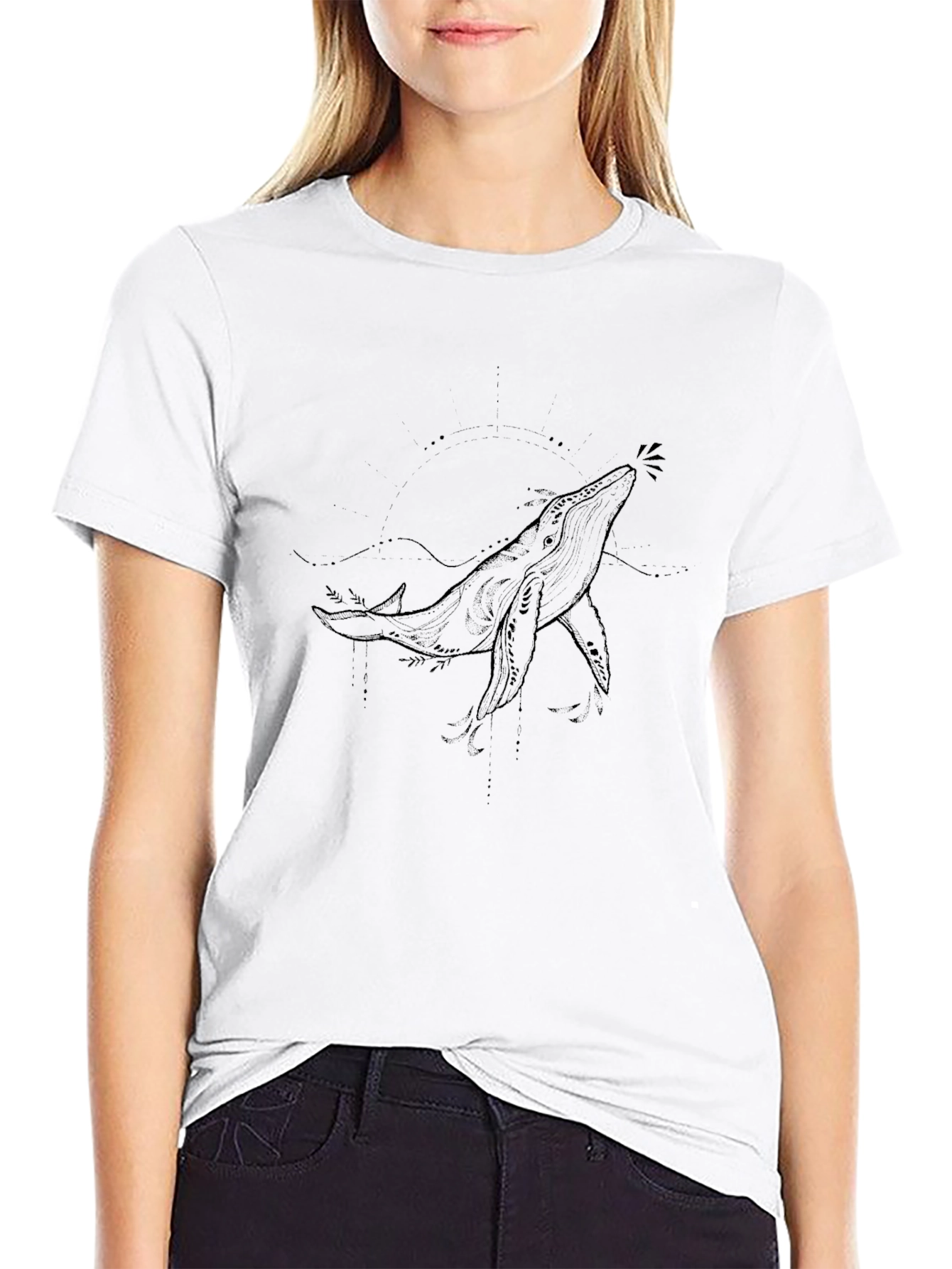 Whale Graphic Tee - Stylish Black Cotton T-Shirt
