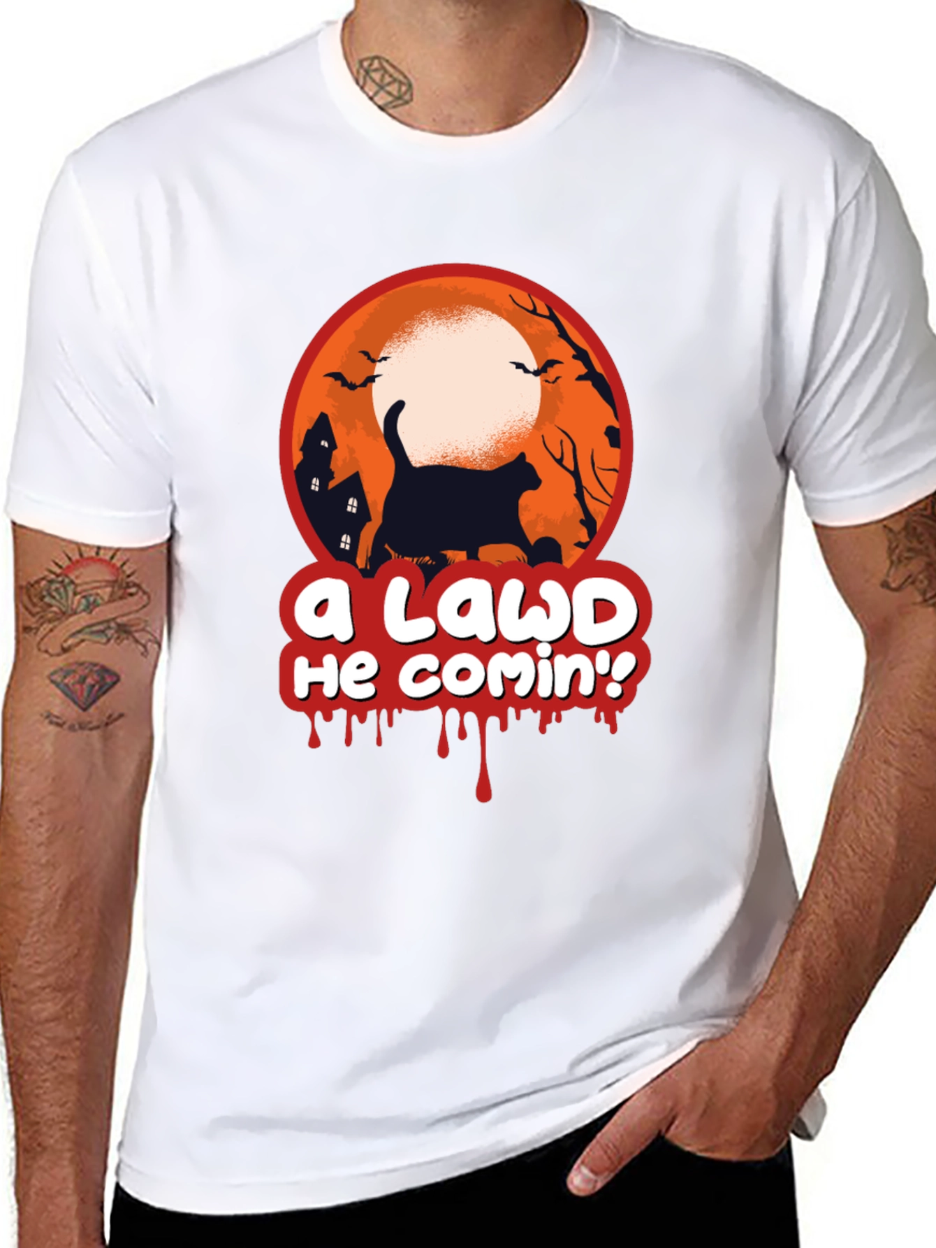 A Lawd He Comin Halloween Cat T-Shirt