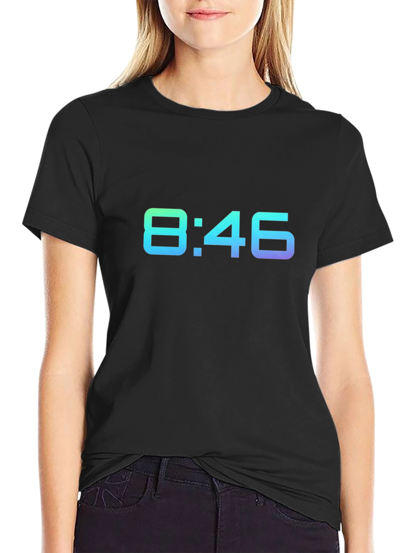 8:46 Gradient Graphic Black T-Shirt