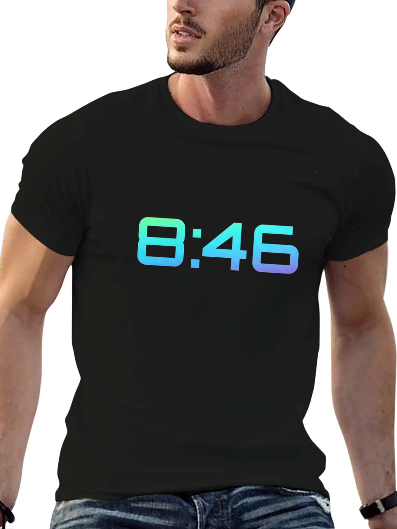 8:46 Gradient Graphic Black T-Shirt