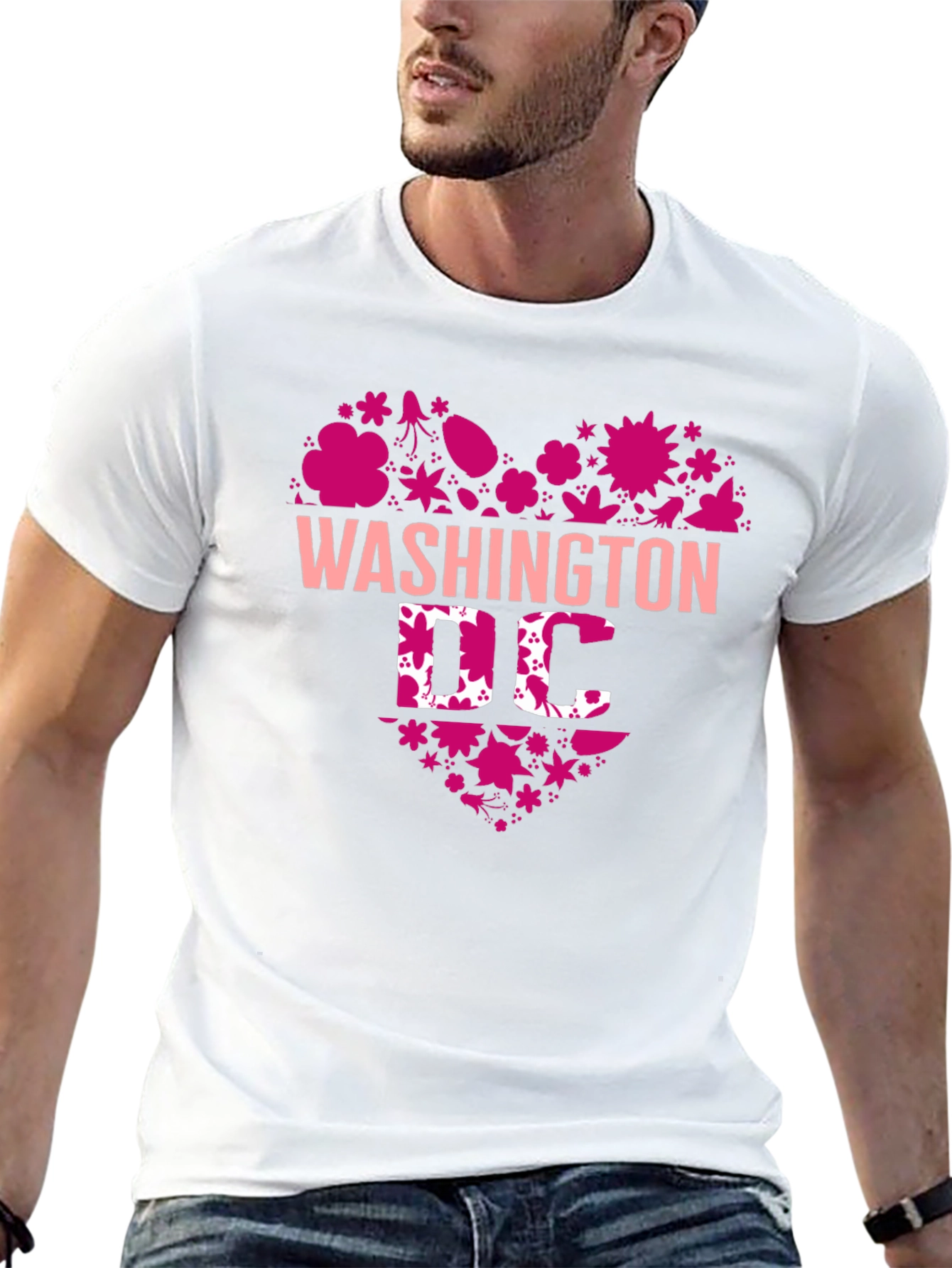 Washington DC Floral Heart Graphic T-Shirt