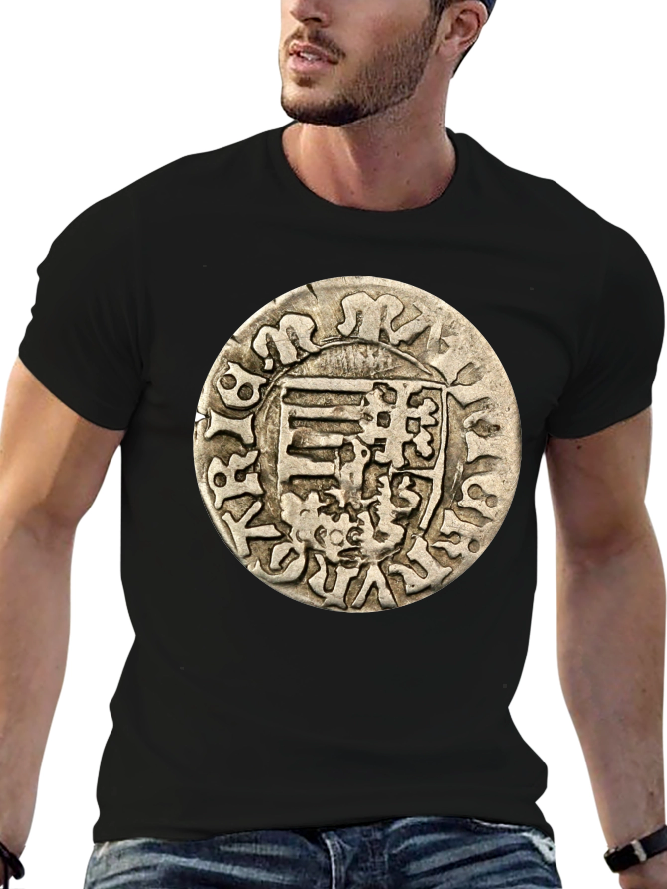 Antique Coin Graphic Tee - Black