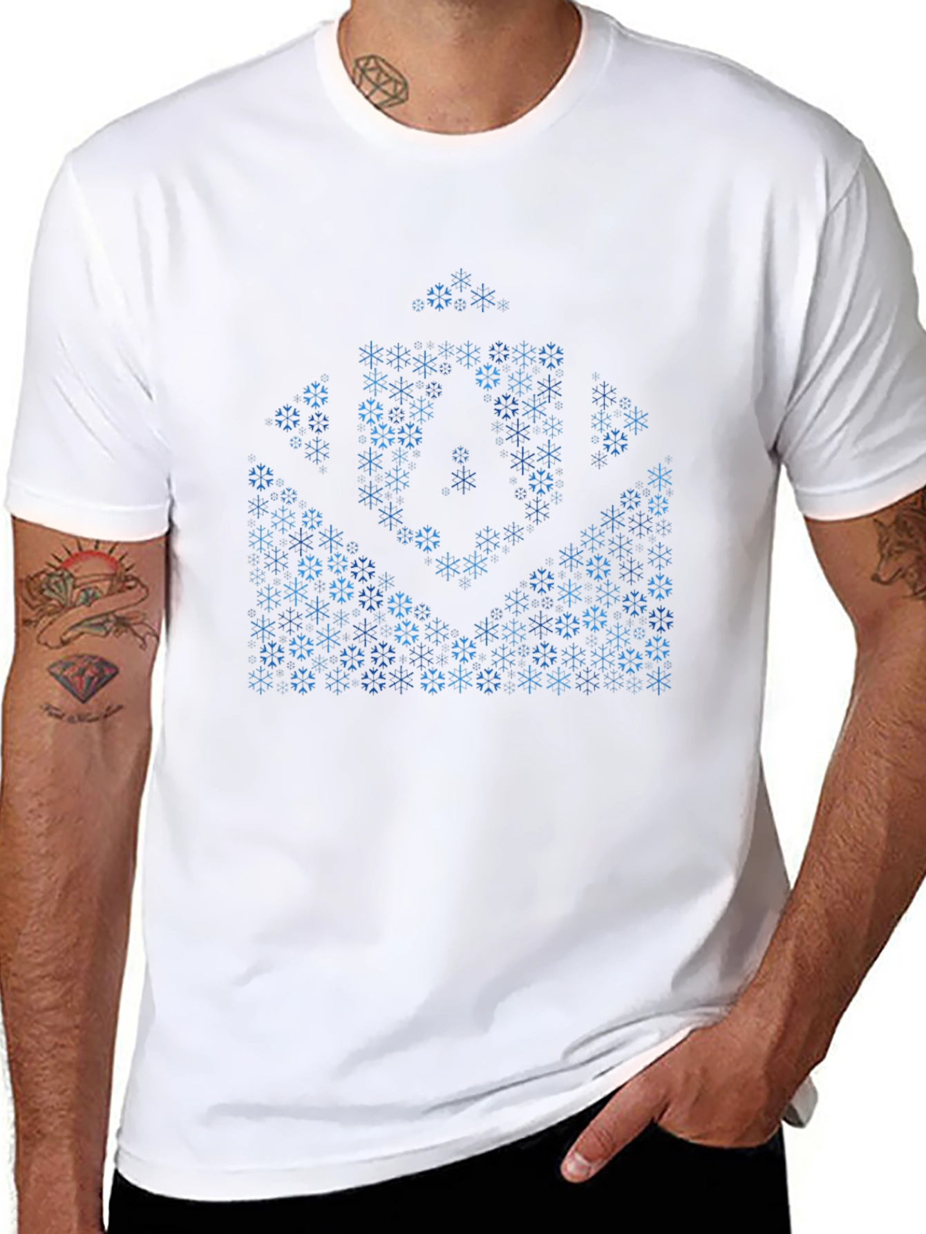 Abstract Snowflake Design Black T-Shirt