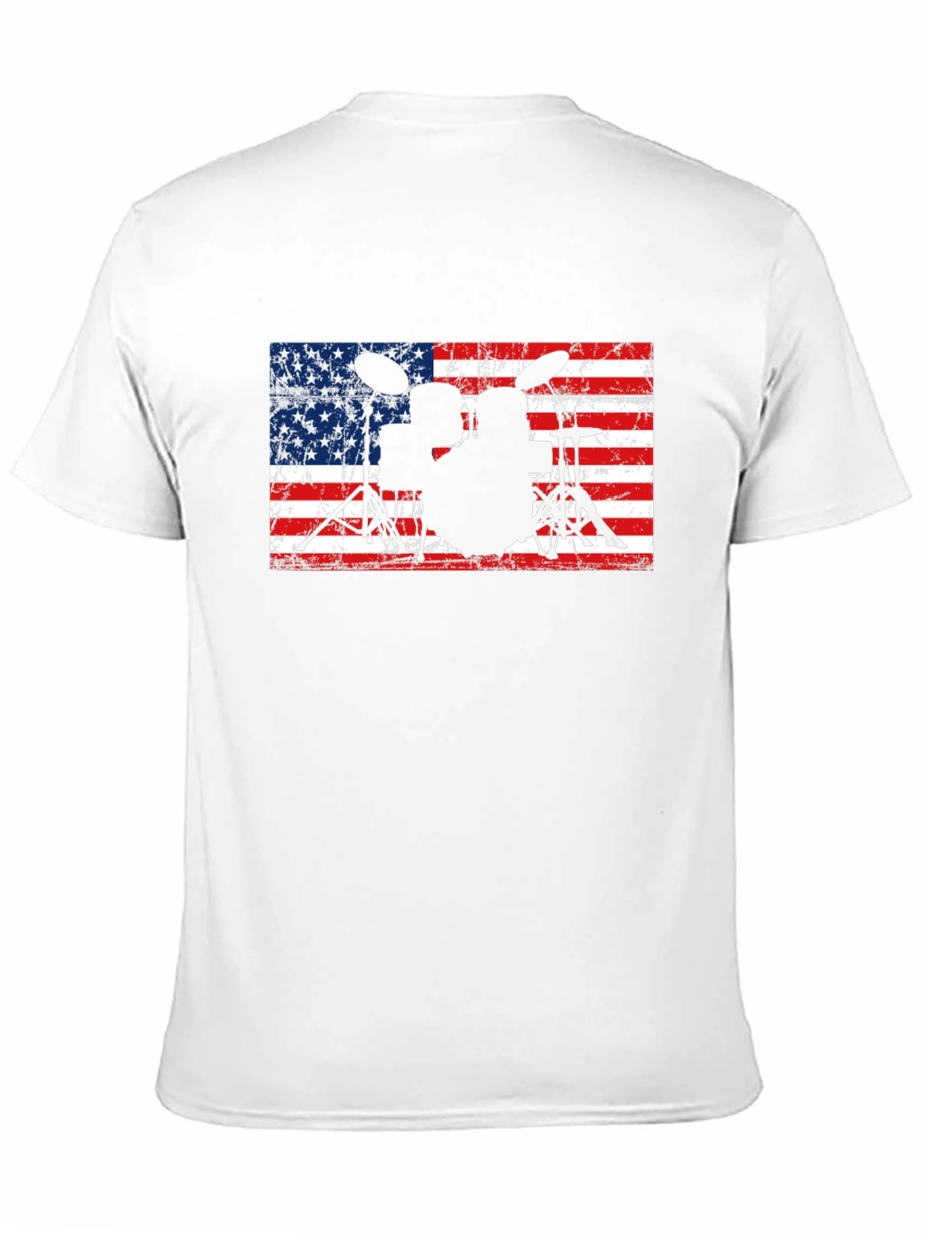 American Flag Drum Set Black T-Shirt