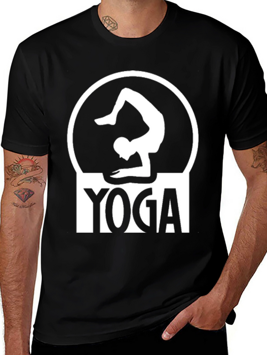 Yoga Pose Graphic Tee - Black Cotton T-Shirt