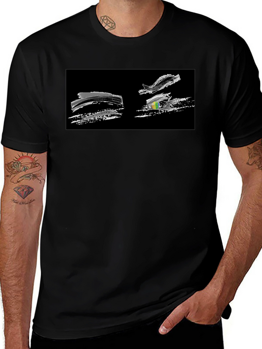 Abstract Brushstroke Graphic Black T-Shirt